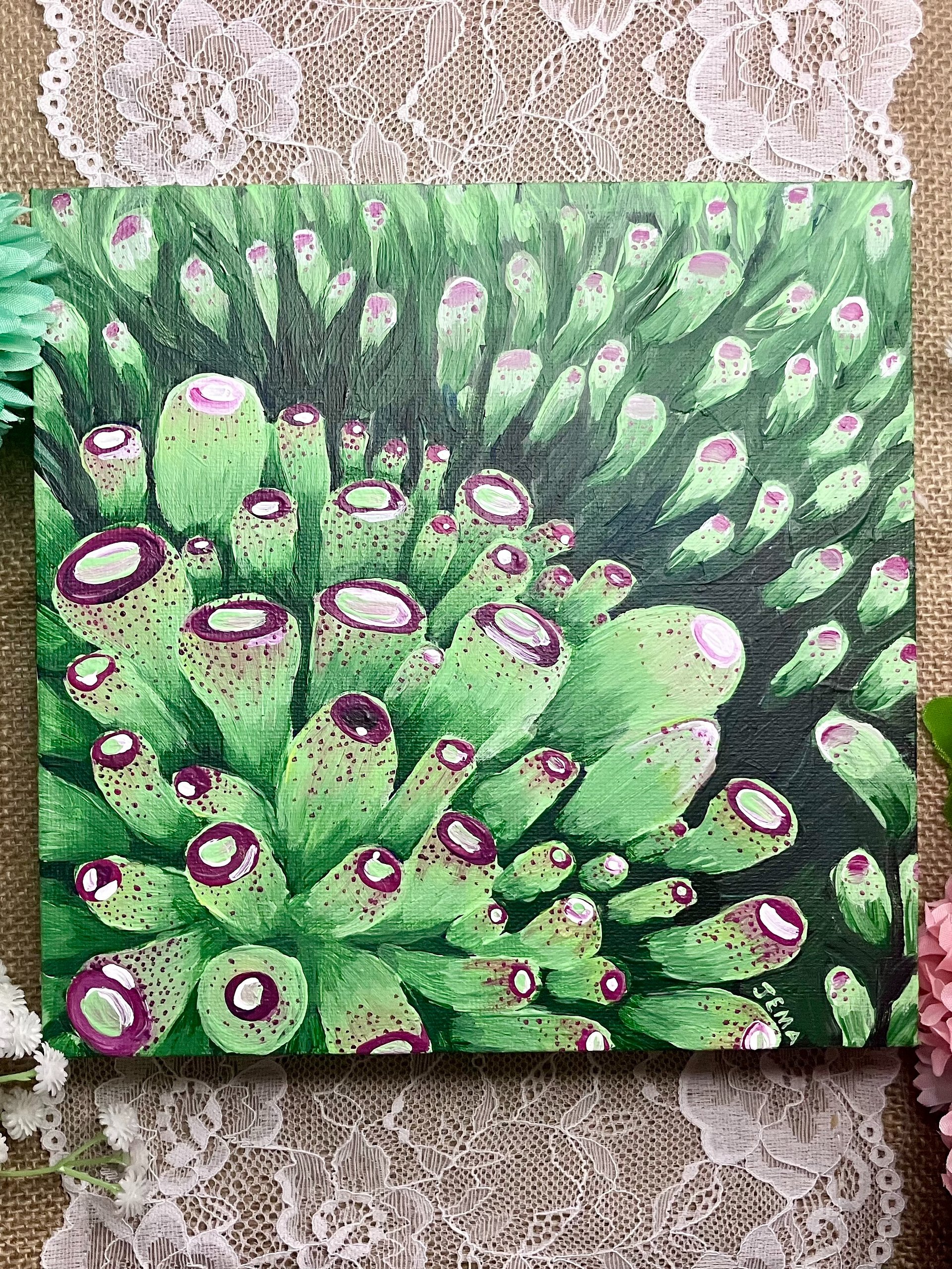Succulent Cluster Acrylic Painting On Canvas product image (1)