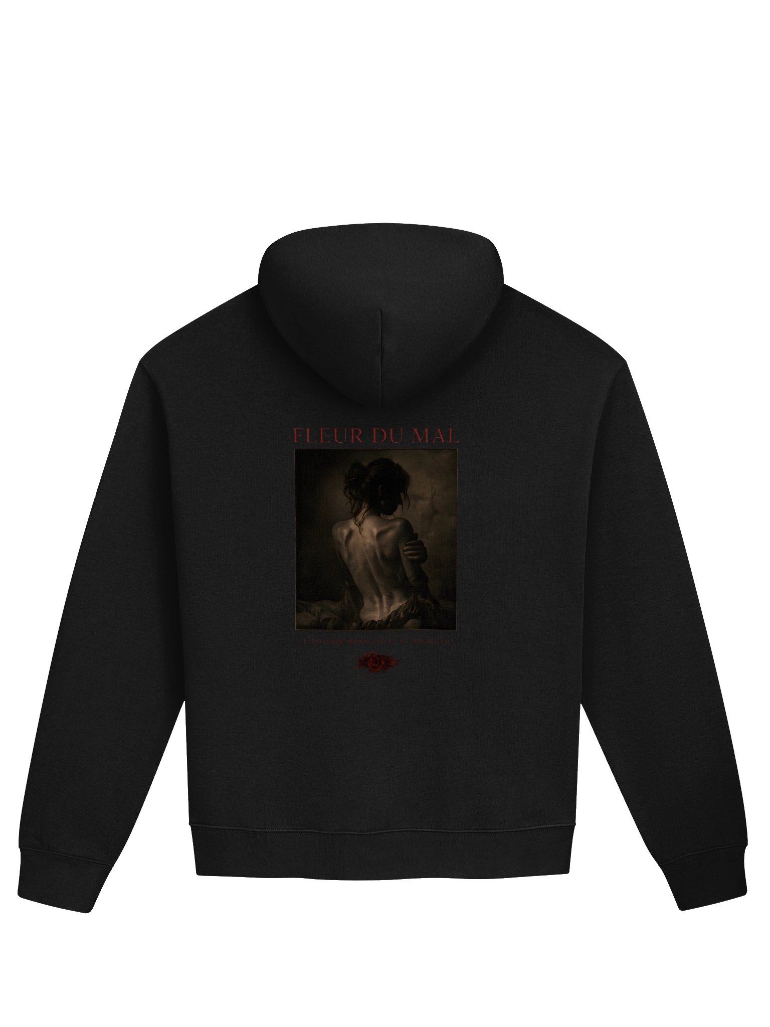 Fleur du Mal Gothic Hoodie — "Pure Black" Vintage Art Pullover product image (1)