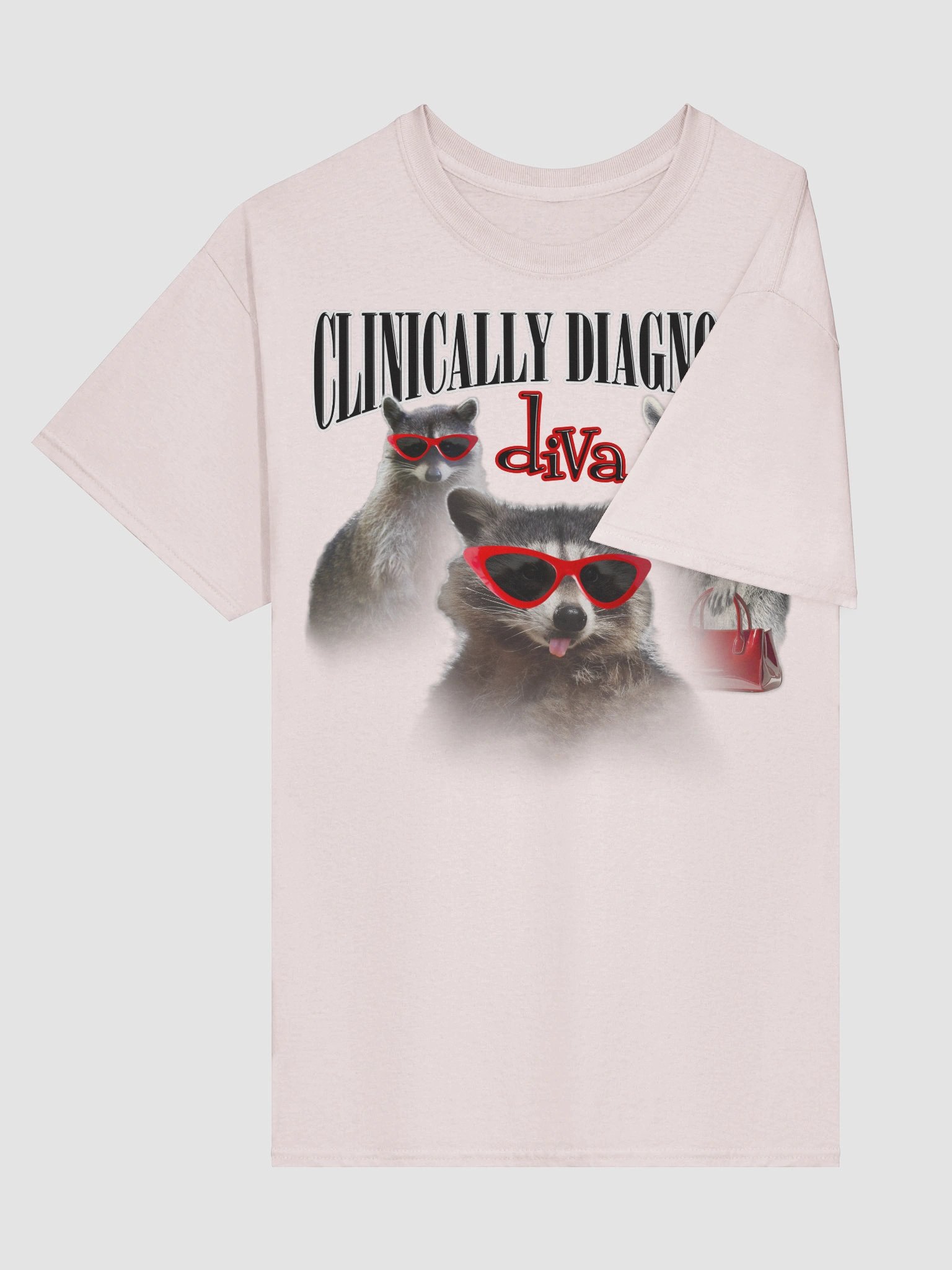 Clinically diagnosed diva - Raccoon T-shirt product image (100)
