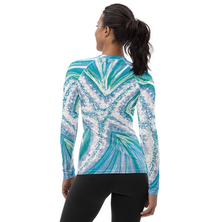 Cyan Starfish Painting | All-Over Print Women's Rash Guard product image (2)