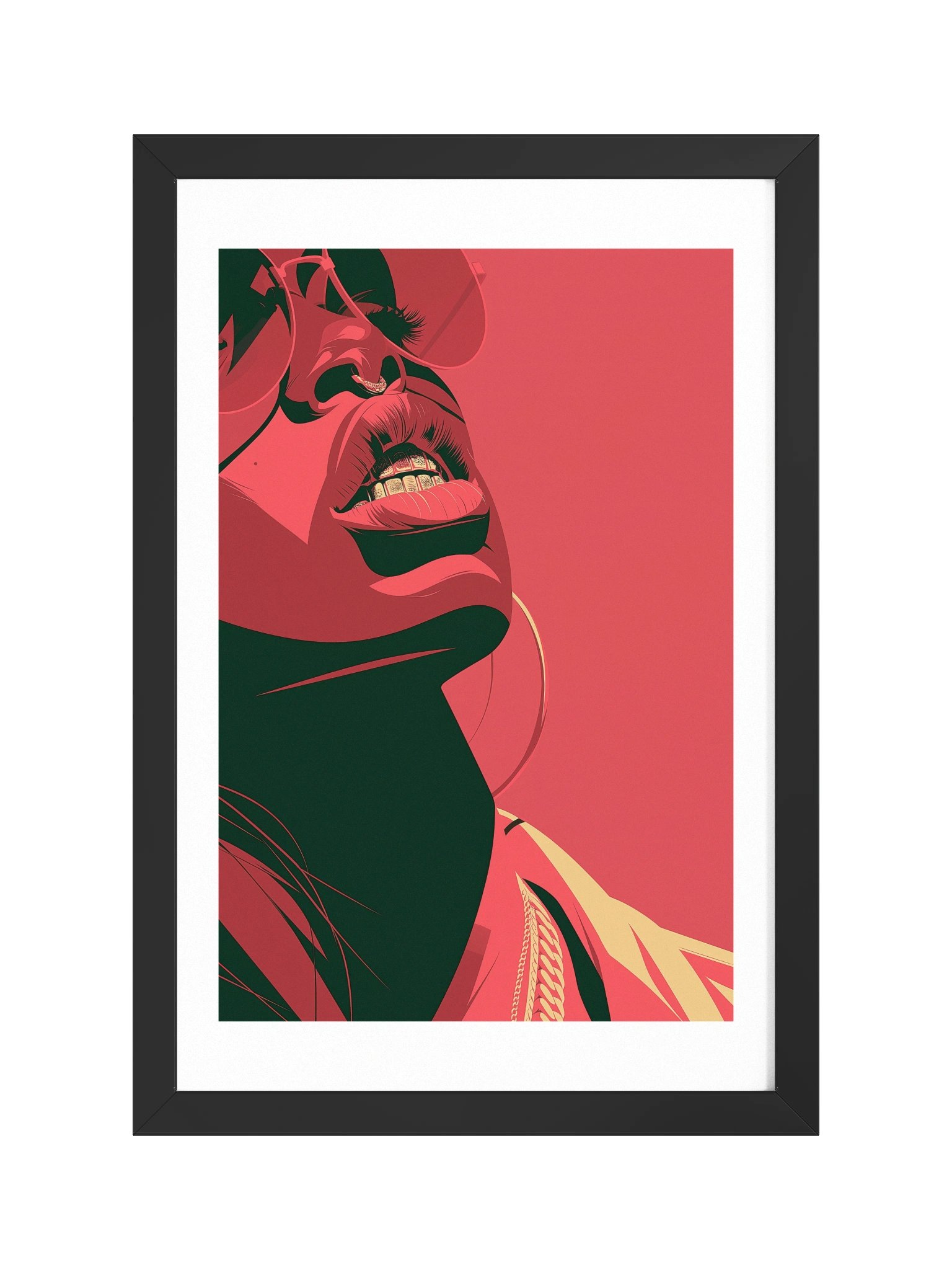 MONA No. 2 FRAMED | Black Woman Wall Art | Gold Grillz Print, Crimson & Gold product image (1)