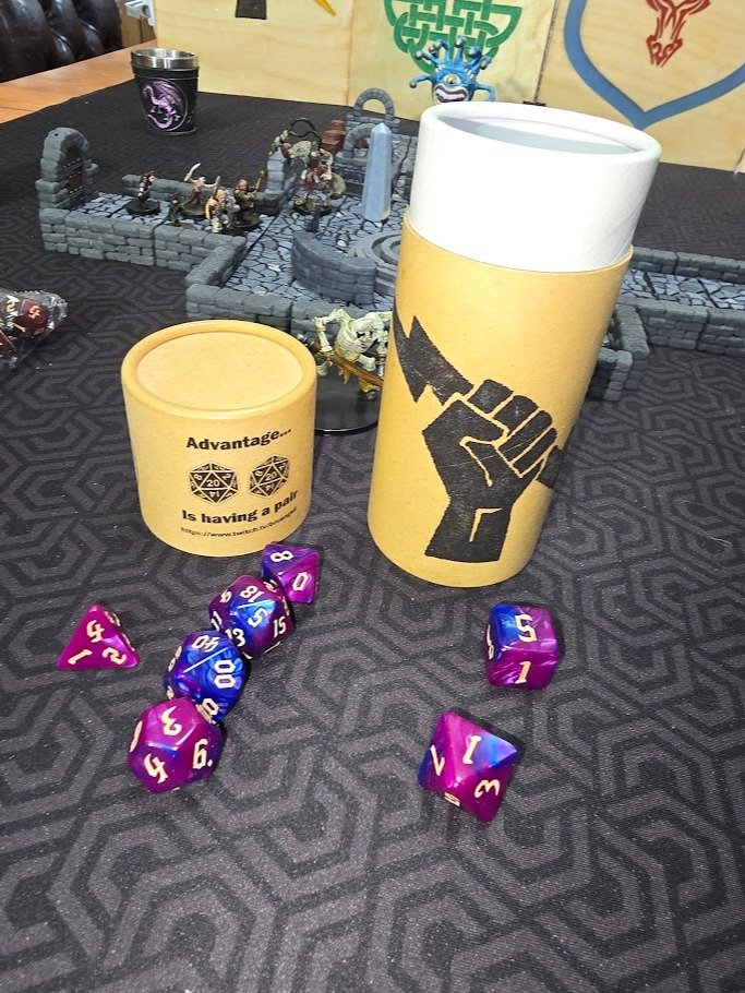 Heironeous Dice Tube with set of dice. product image (1)