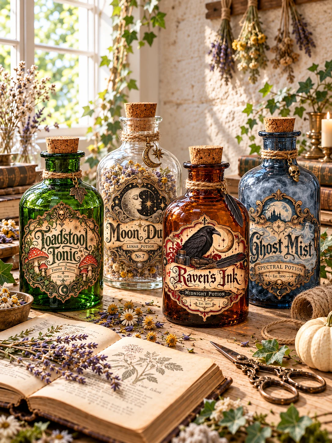 1000 Vintage Halloween Labels, Apothecary Potion Bottle Design, Printable Gift Tags Bundle, Gothic Ephemera Collection, Digital PNG Download product image (8)
