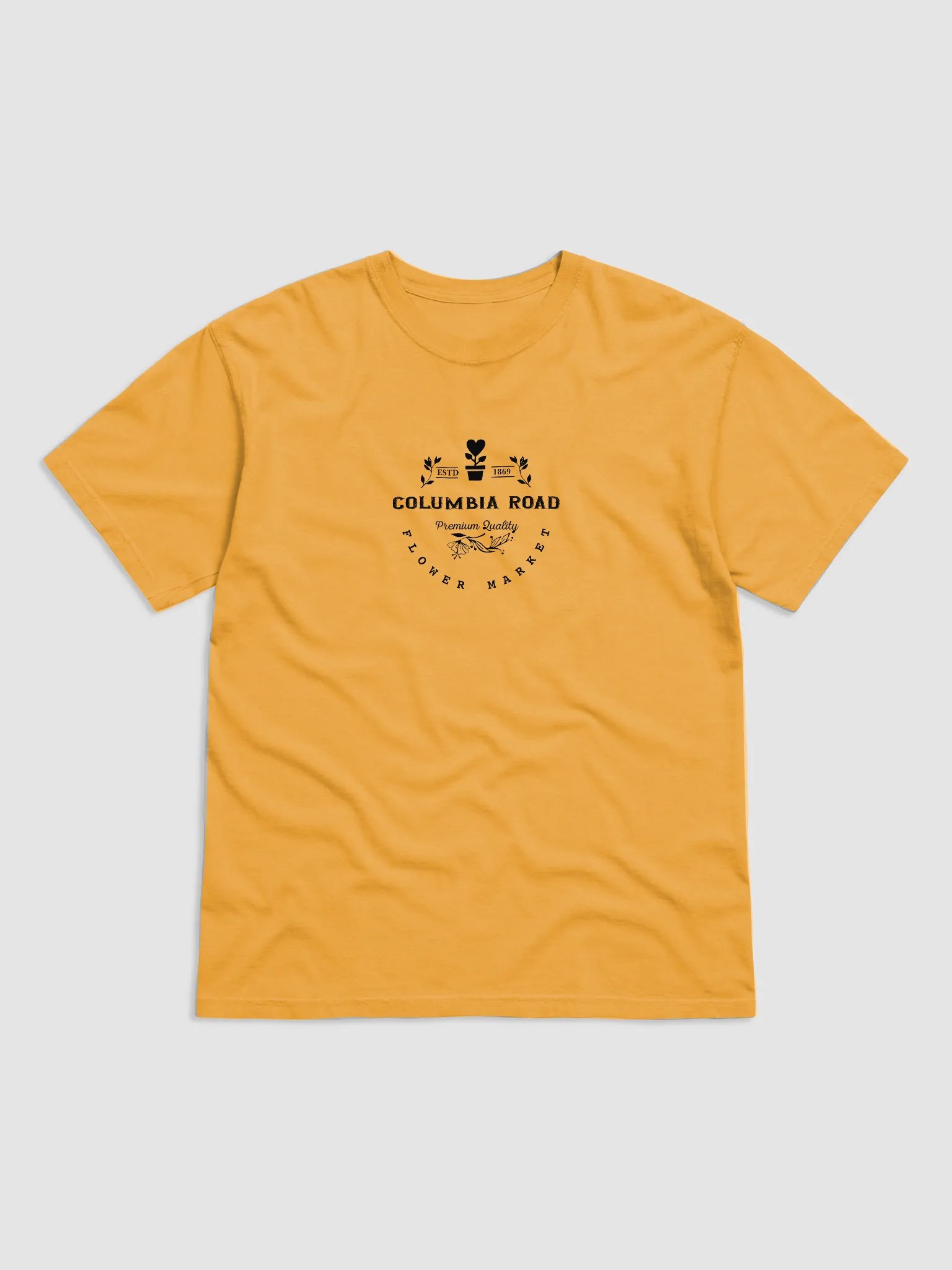 Columbia Road Market Heavyweight Cotton T-Shirt (Mustard) product image (1)