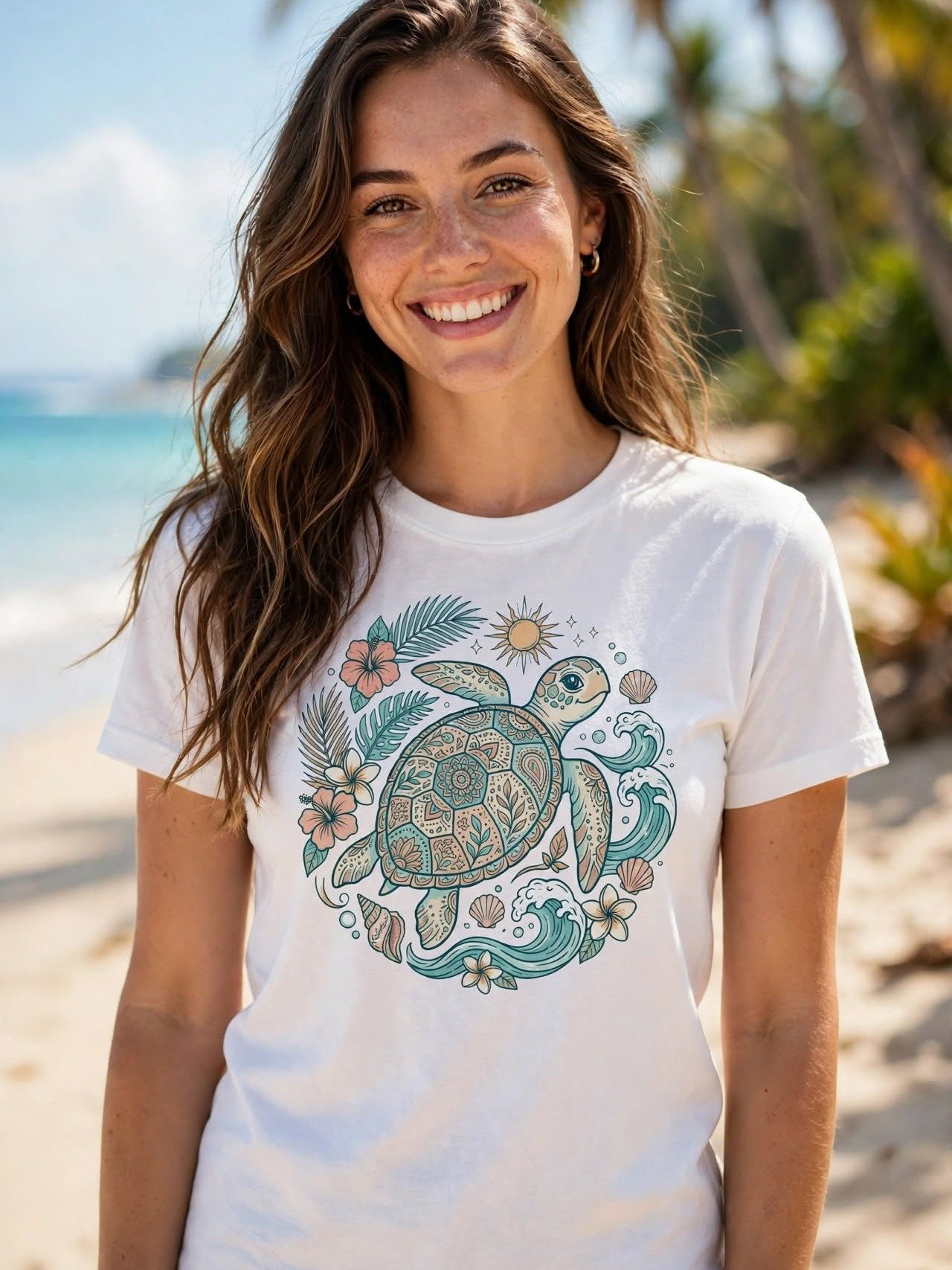 Tropical Sea Turtle Ocean Art Tee product image (141)