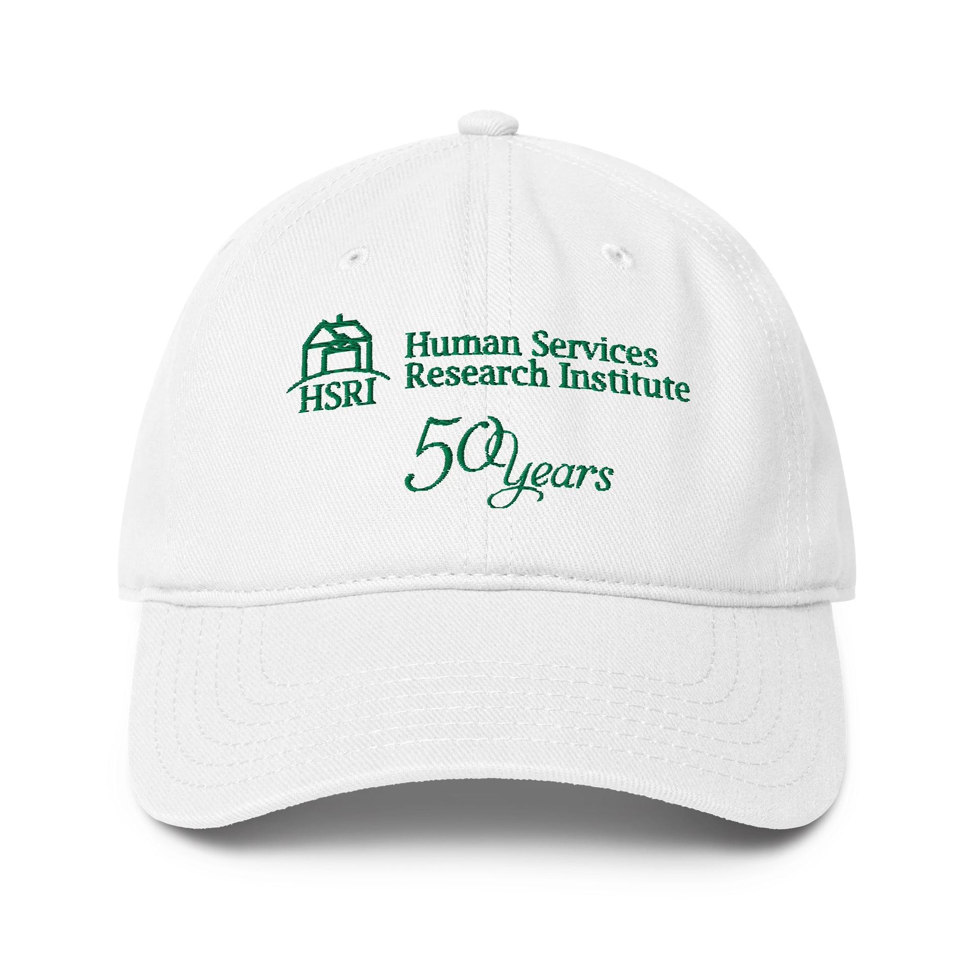 HSRI 50th Anniversary Baseball Hat - White - Embroidered product image (1)