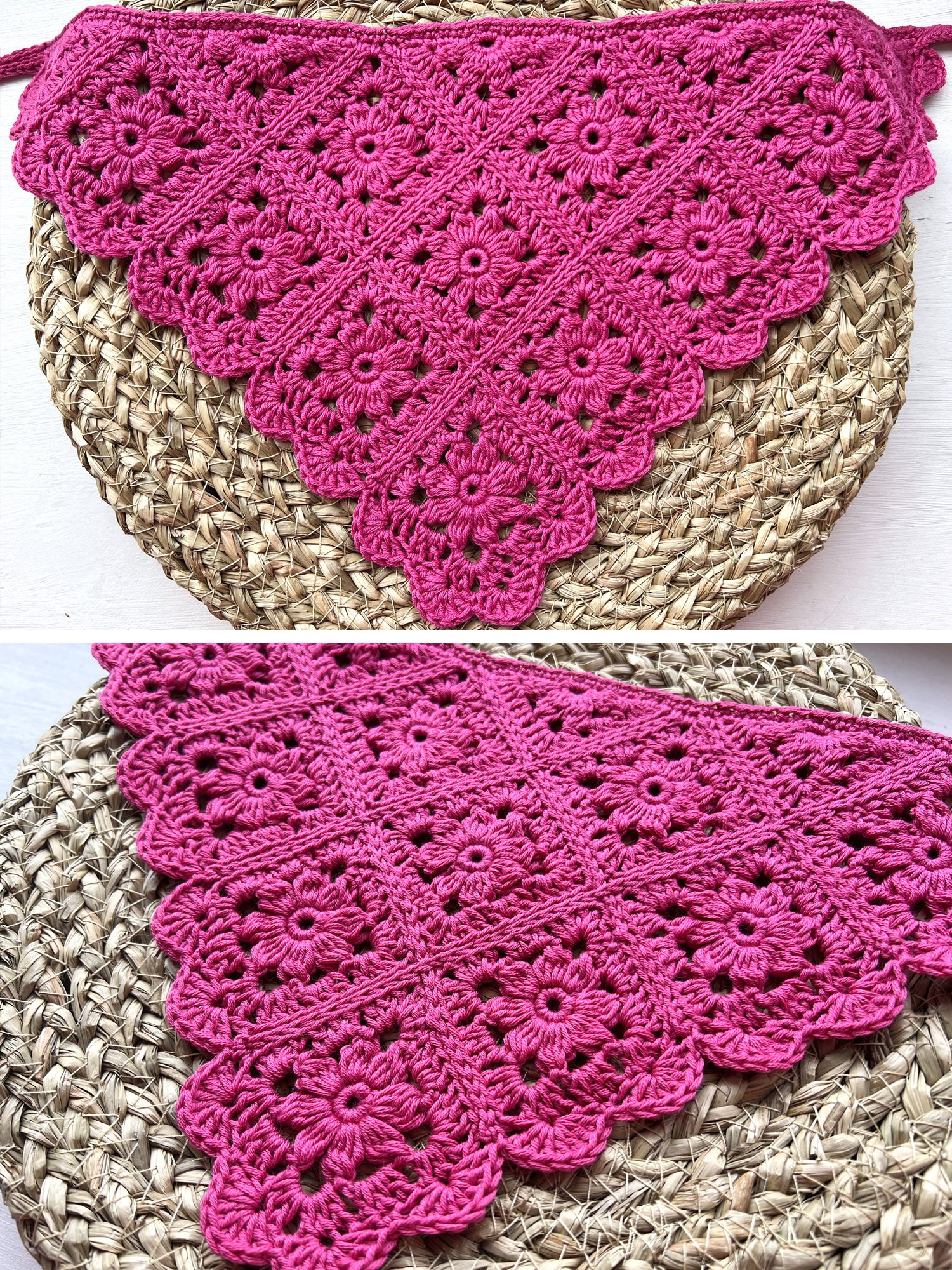 Crochet Pattern: Sakura Flower Square Bandana product image (2)