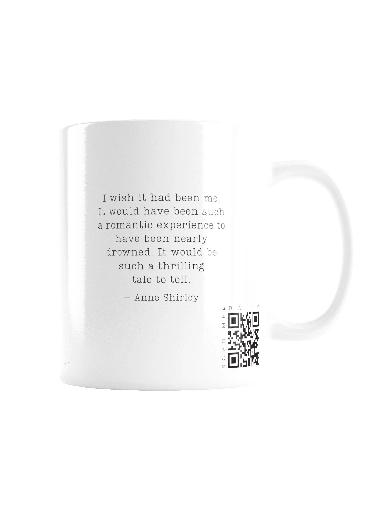 <i>Romantic</i> • QR Mug<br /> With 160 Daily Quotes<br /> <small>Quotes from beloved novel<br />Anne of Green Gables (1908)</small> product image (2)