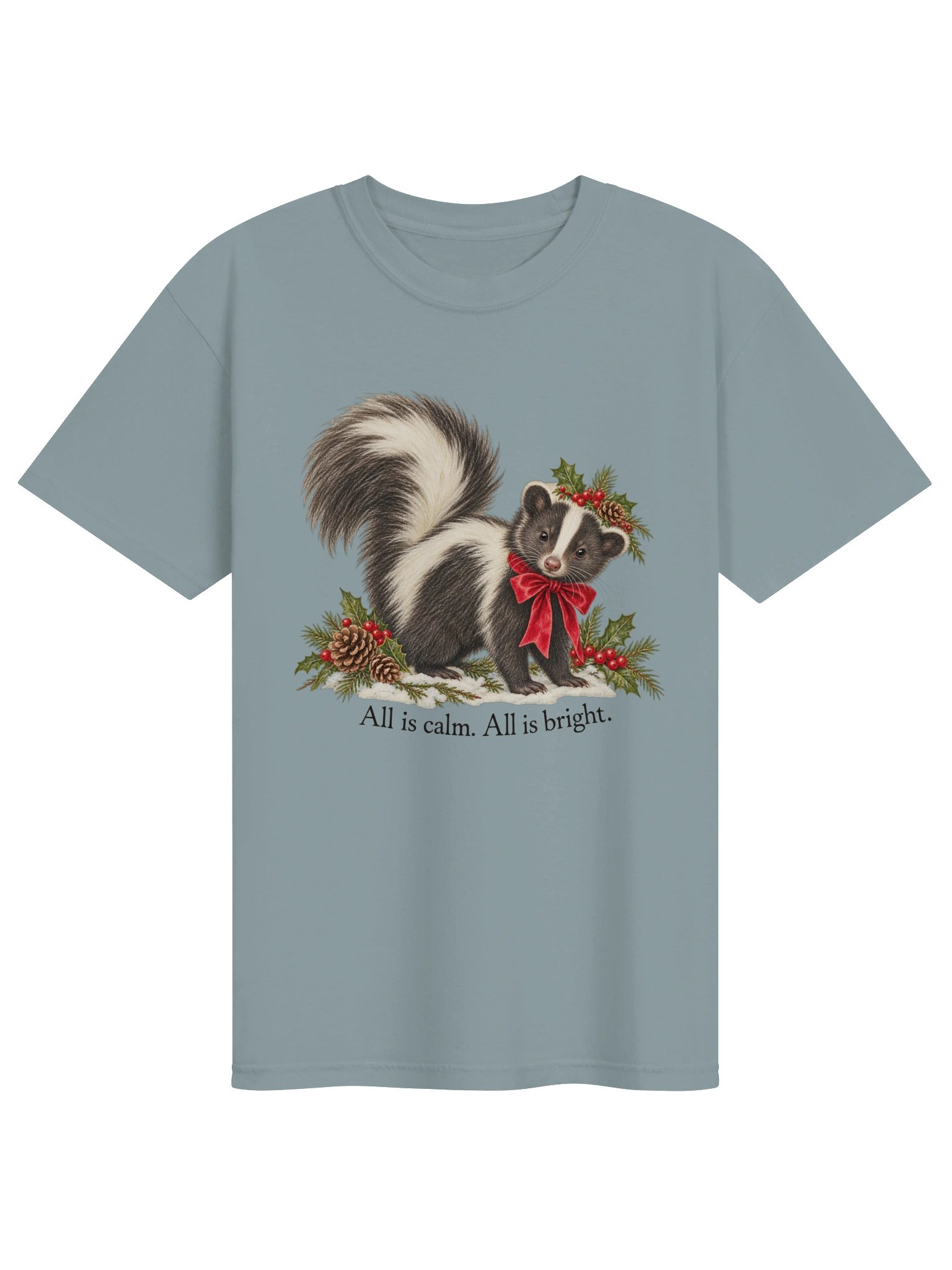 All Is Calm, All Is Bright – Christmas Skunk T-Shirt product image (6)