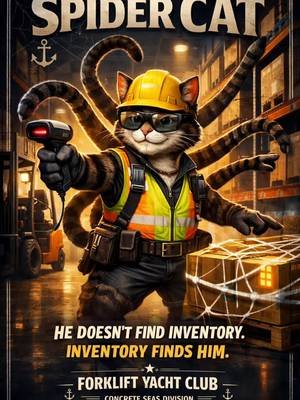 🐈 A Message From FYC Customer Service The cats have been busy behind the scenes... Something is being printed. Pressed. And possibly inspected by several suspicious-looking tails. 👀 🖨️ Stickers are in the works. 🔘 Buttons are being made. 🐾 The cats have opinions. More details coming soon. The tails have been notified. #ForkliftYachtClub #FYCSpidercat  #FYCcatTales  #warehousehumor #WarehouseStories 