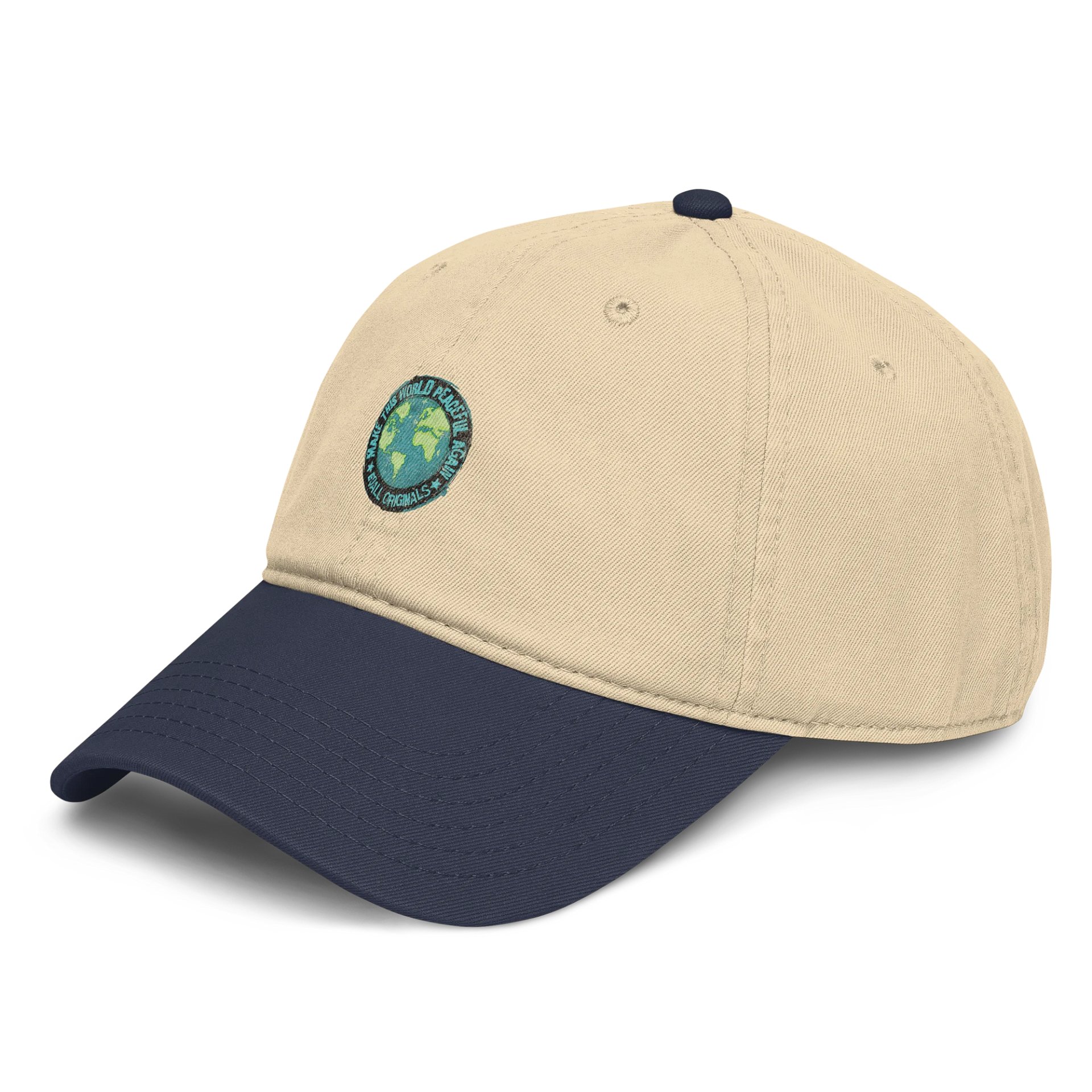 World Peace_EQALL® Originals 100% Cotton Garment Washed Cap_Vintage Black / Turquoise product image (3)