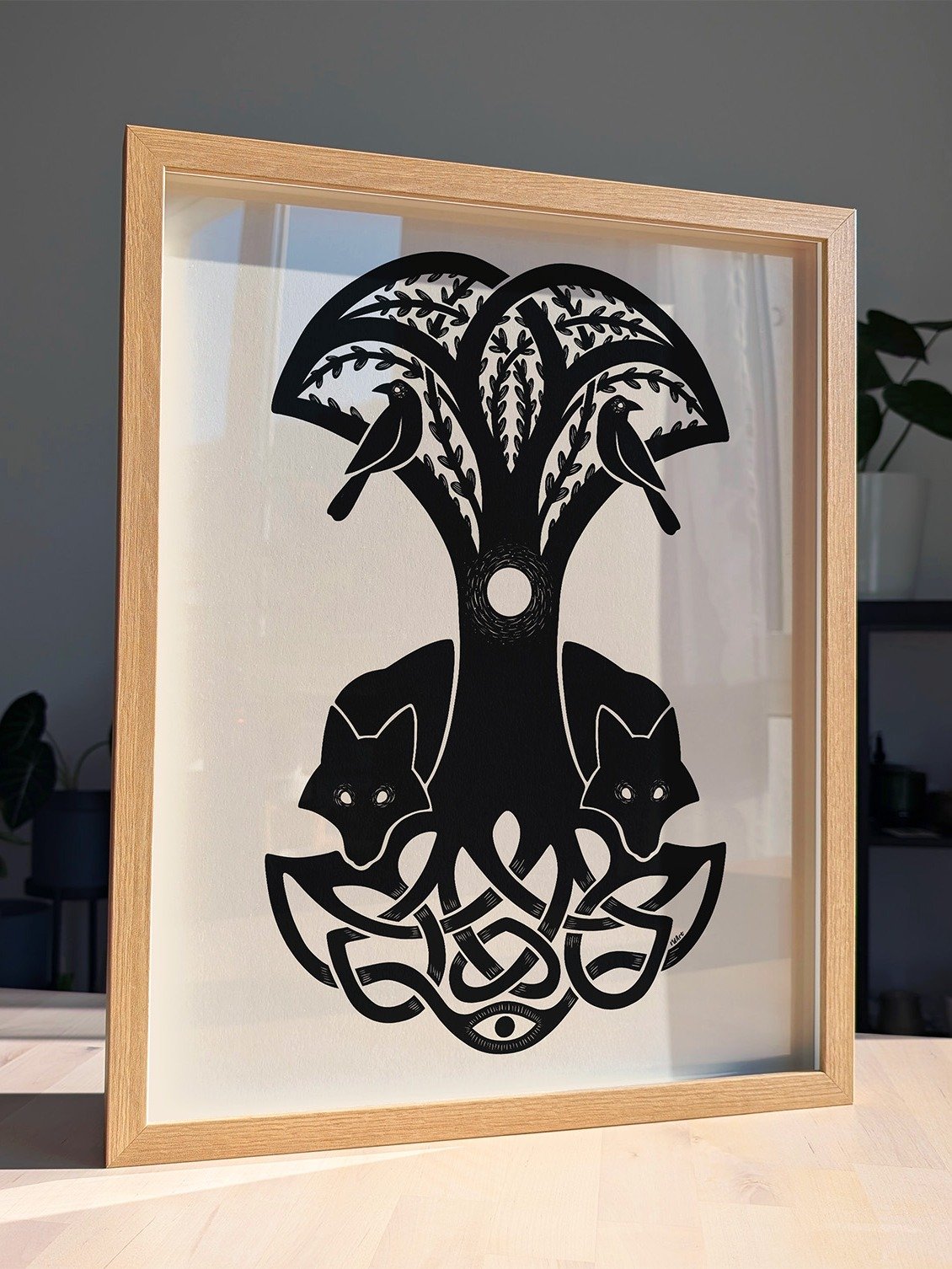 Yggdrasil Tree of Life Art Print, Odin's Ravens Huginn Muninn, Geri Freki Wolves product image (4)