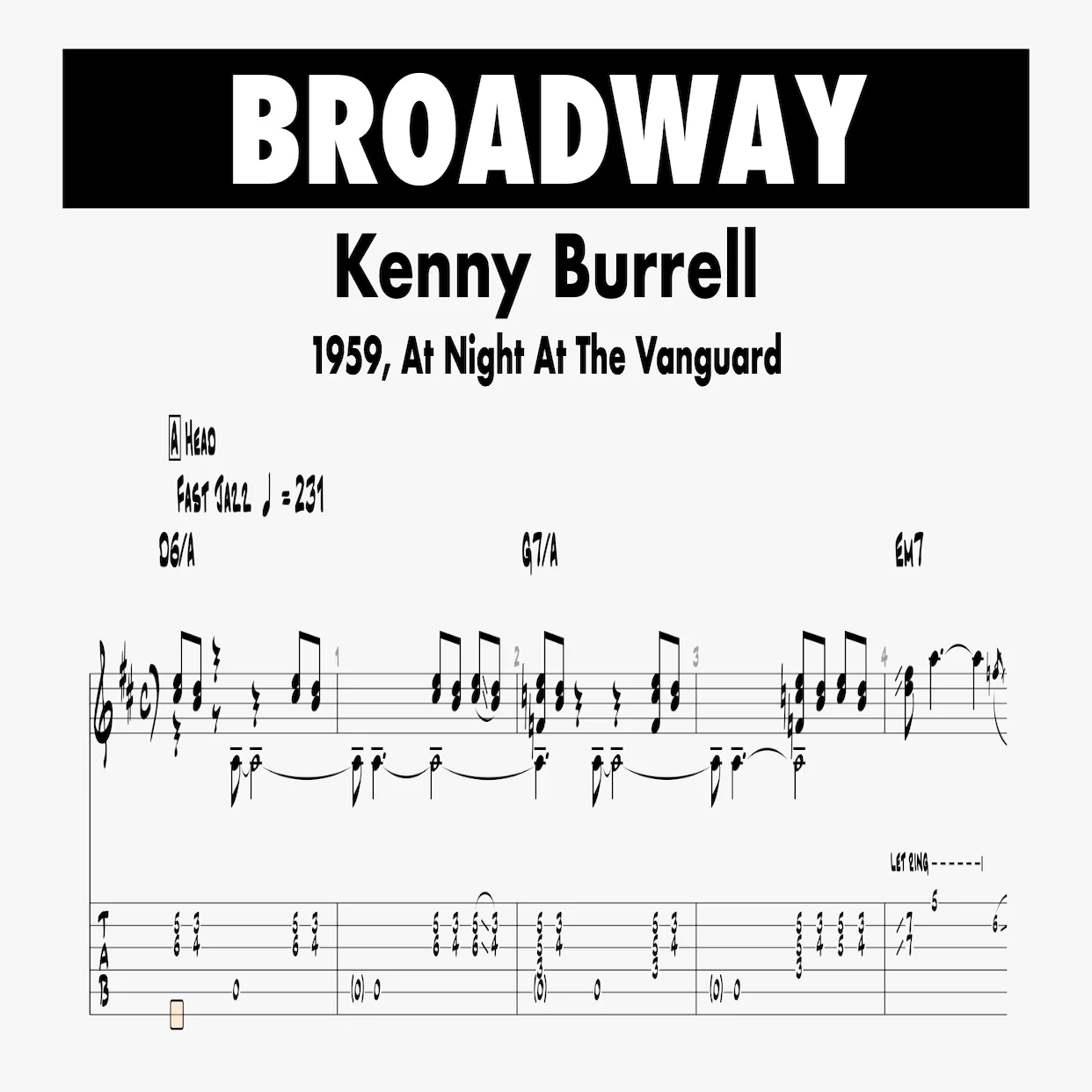 (Transcription GP) Broadway - Kenny Burrell | 1959 A Night At The Vanguard product image (1)