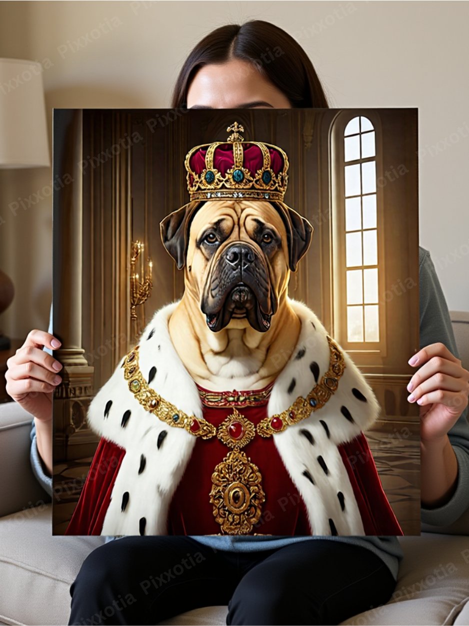 Custom Pet Portrait with King Outfit and Crown – Royal Digital Pet Art – Funny Pet Gift – Printable Dog or Cat Portrait product image (4)
