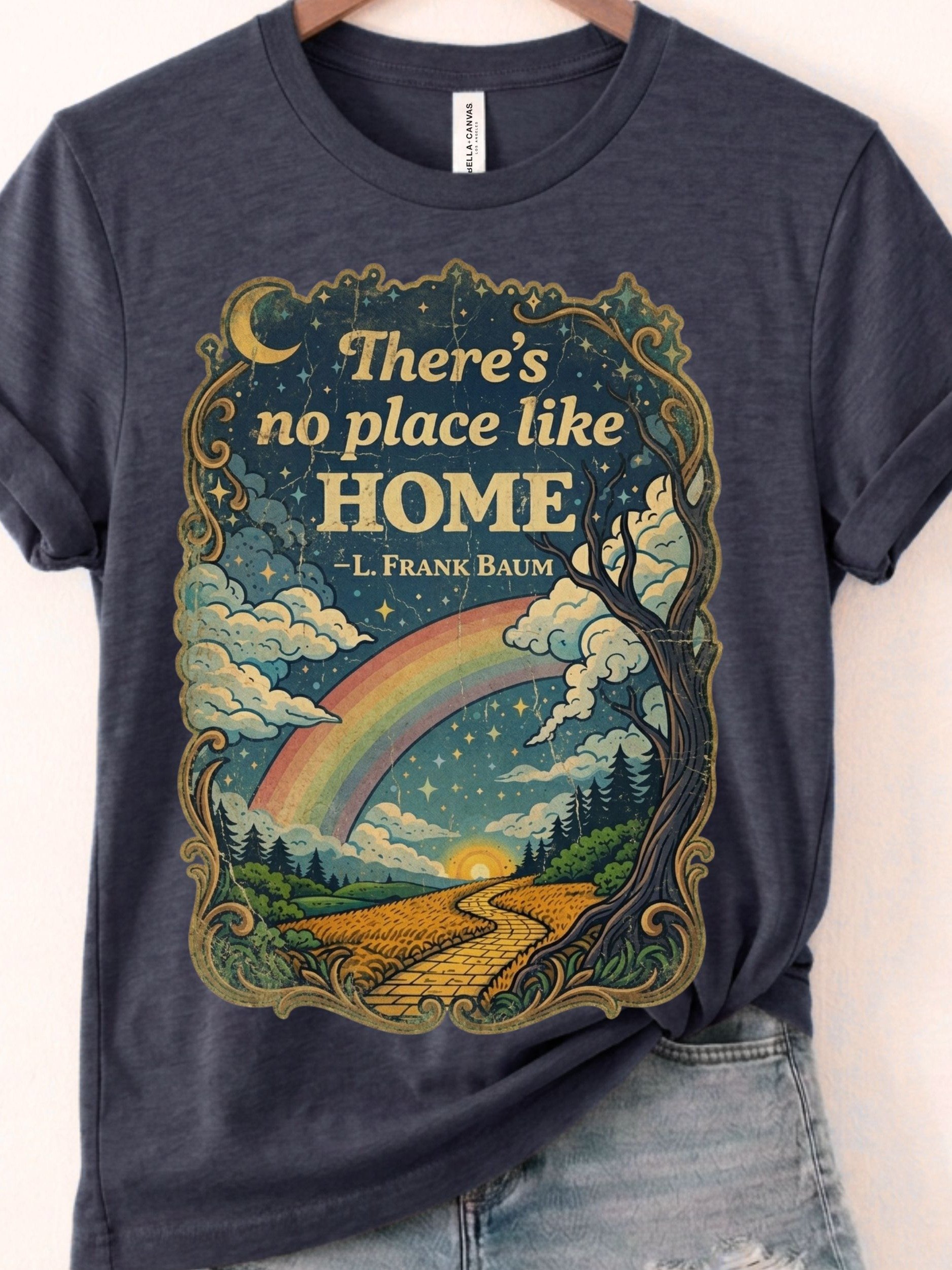 There's No Place Like Home Oz T-Shirt, Retro Rainbow Path with Yellow Brick Road product image (15)