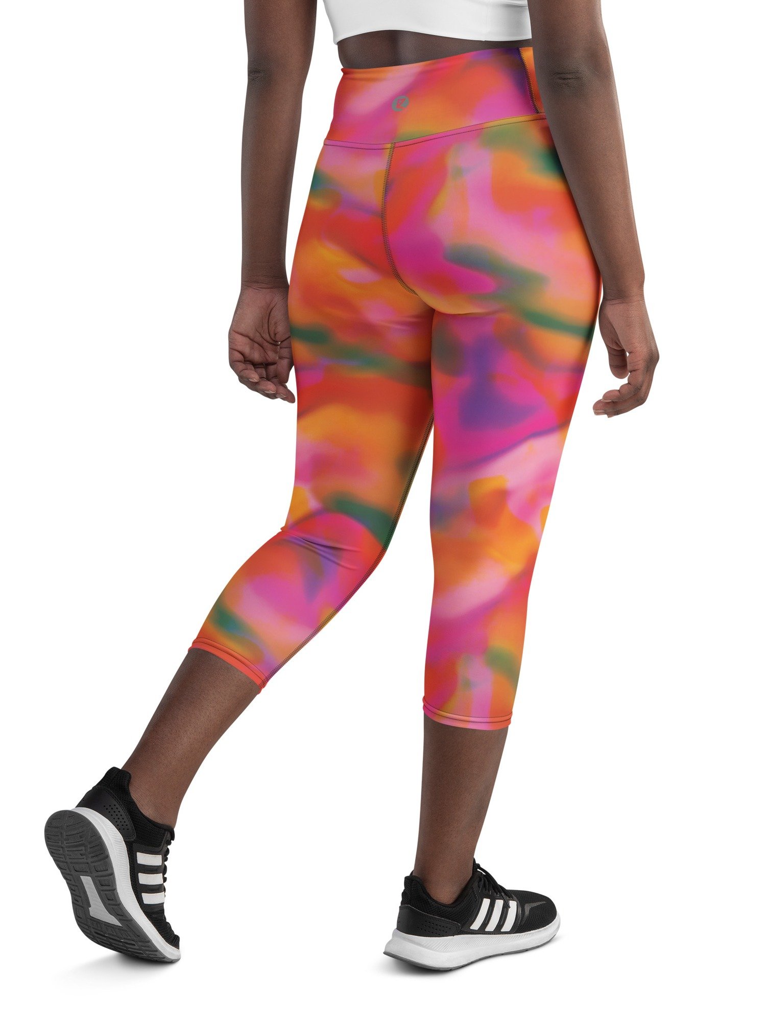 Printed Capri Leggings "Trendy Vibrant Pink Orange Tie-Dye" product image (8)