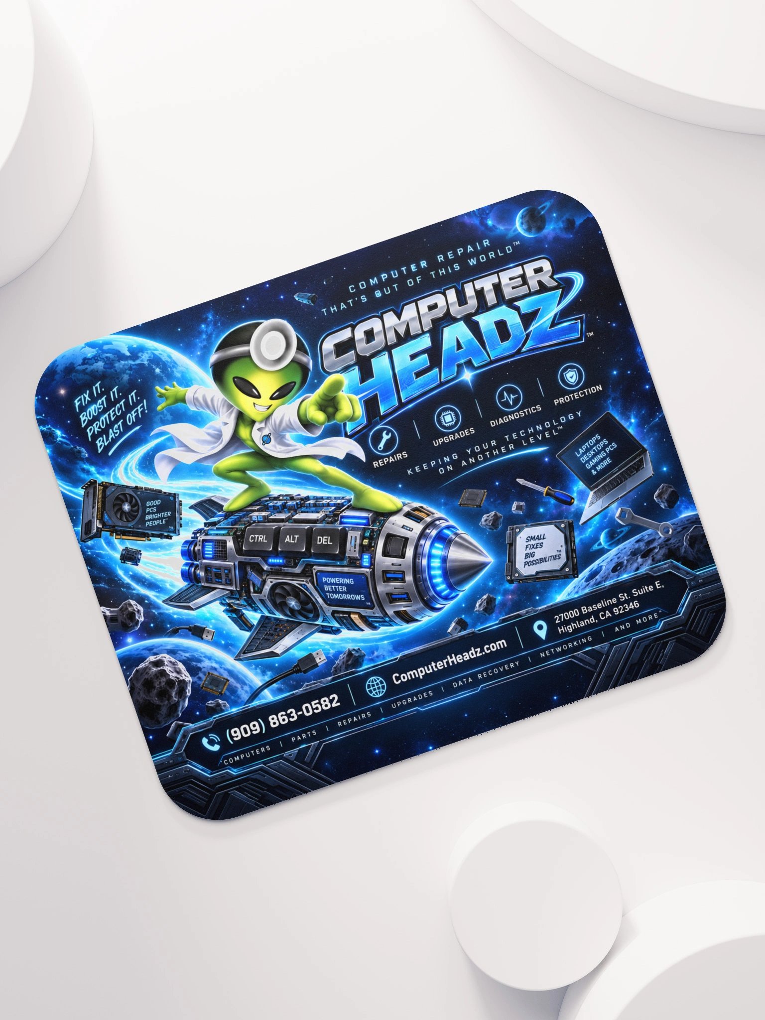 Computer Headz Blast-Off Tech Mousepad – Electric Blue Edition No. 01 product image (7)