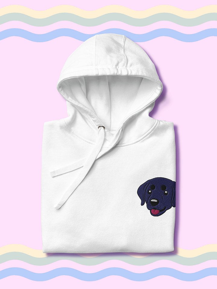 Happy Black Labrador Retriever Pup Embroidered Unisex Premium Hoodie product image (2)