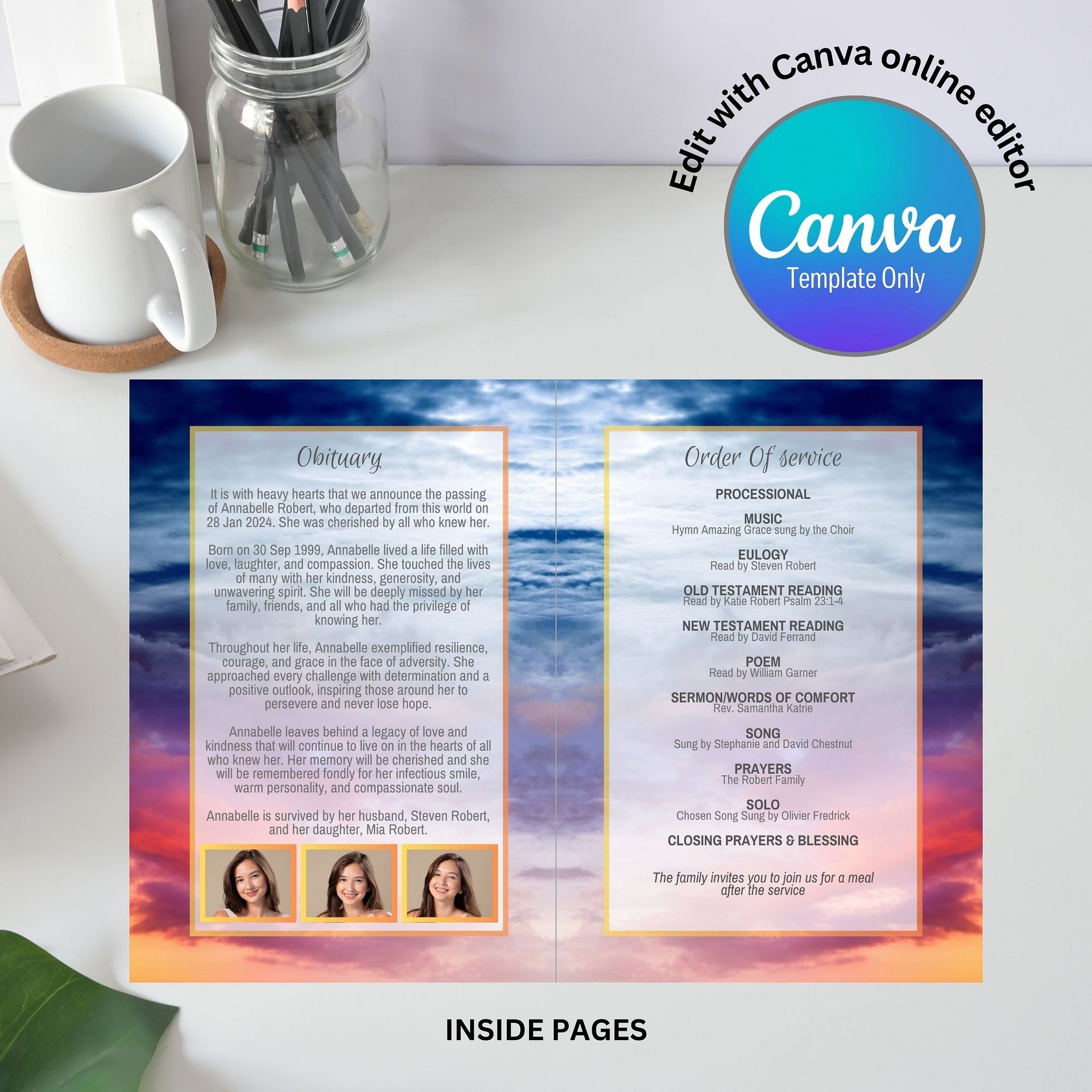 Magic Sky Funeral Program Canva Template product image (6)