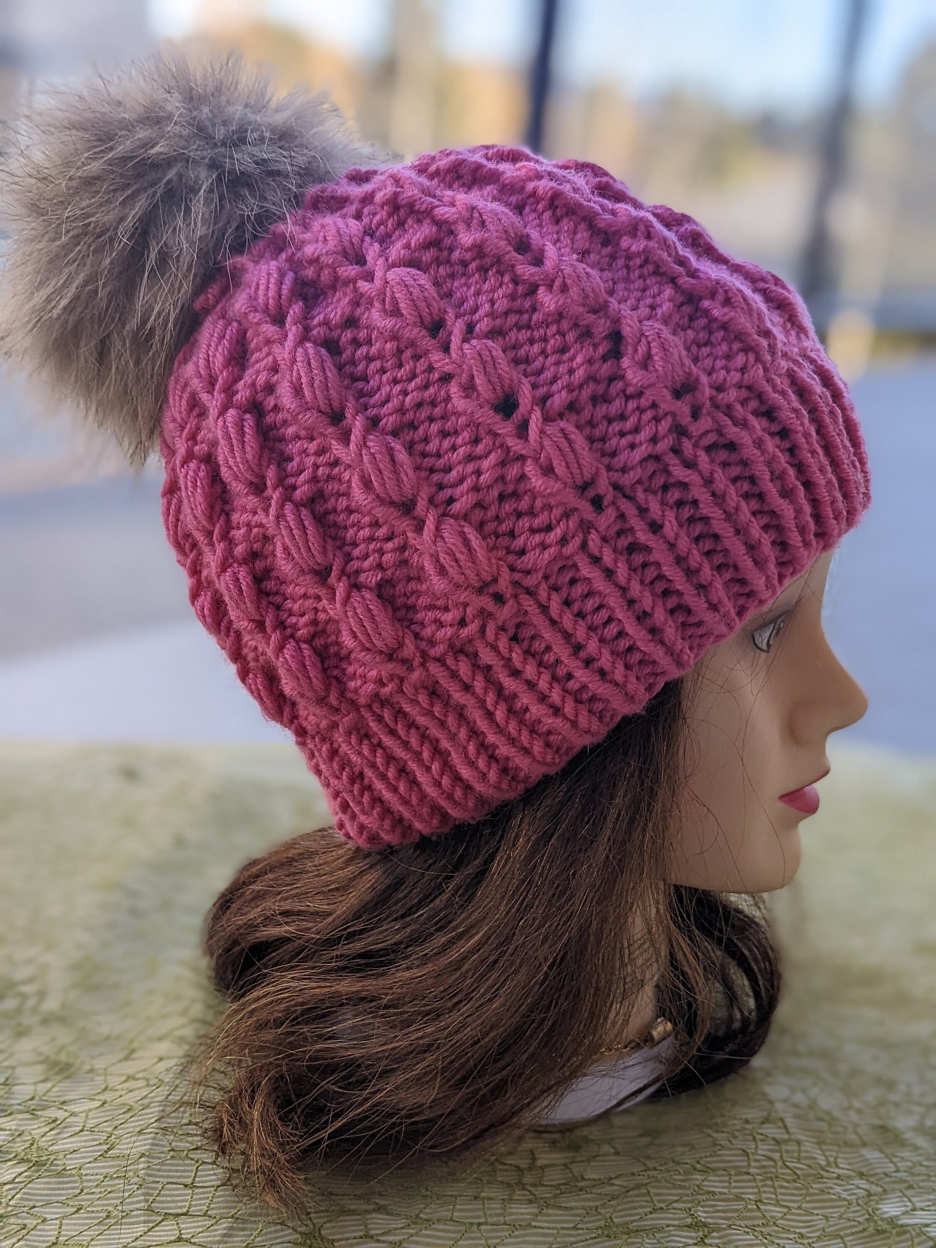 Fiore Knit Hat Pattern (Puff Stitch) product image (7)