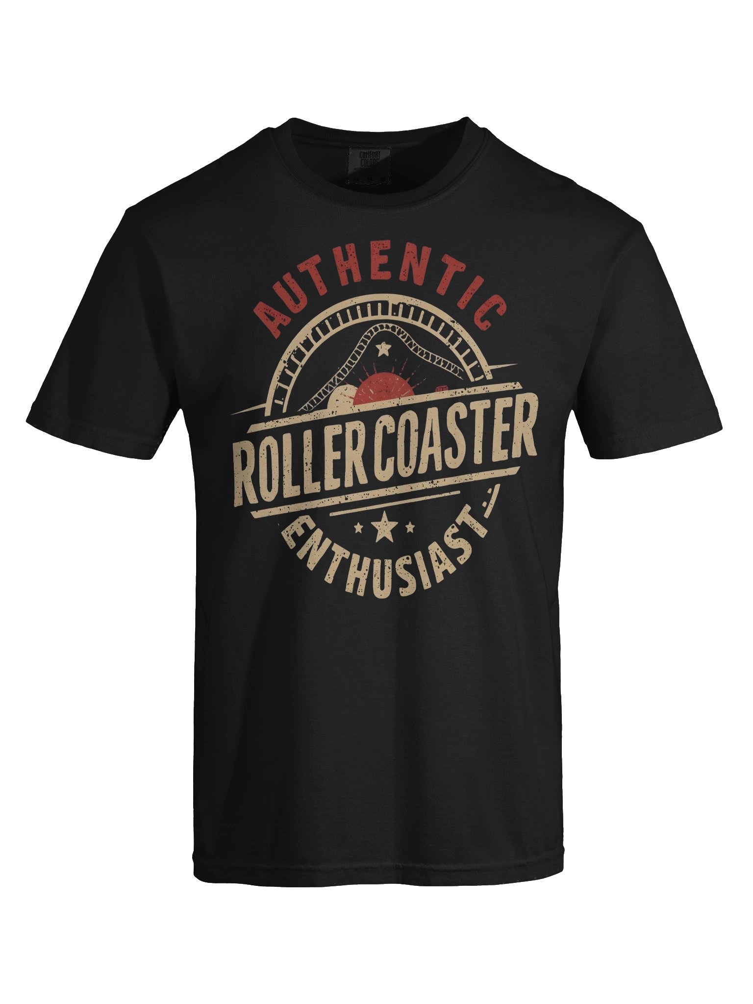 Authentic Roller Coaster Enthusiast T-Shirt – Vintage Theme Park Badge Design product image (4)