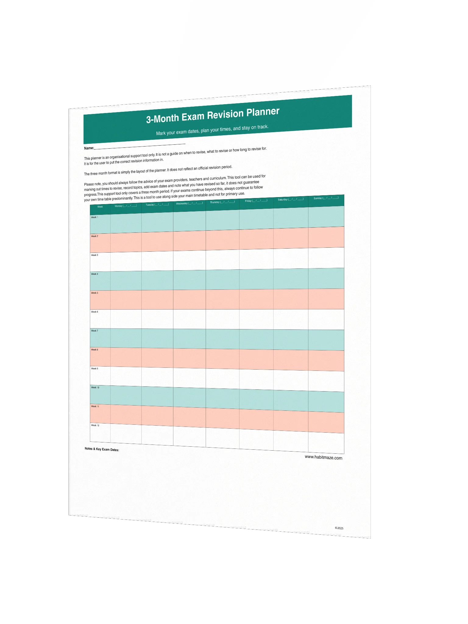 3 Month Exam Revision Planner product image (3)