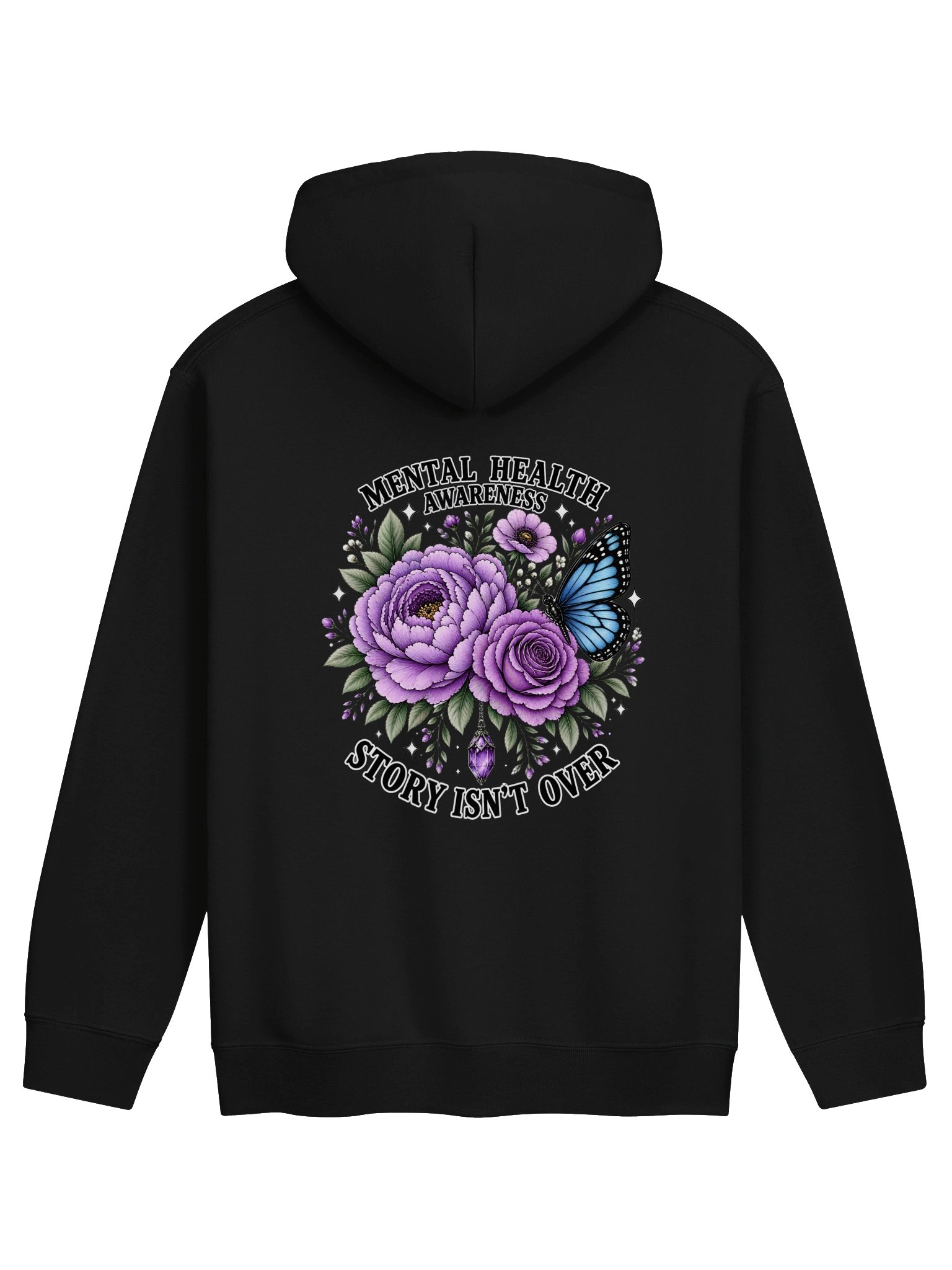 Mental Health Awareness “Story Isn’t Over” Purple Floral Butterfly Hoodie product image (14)