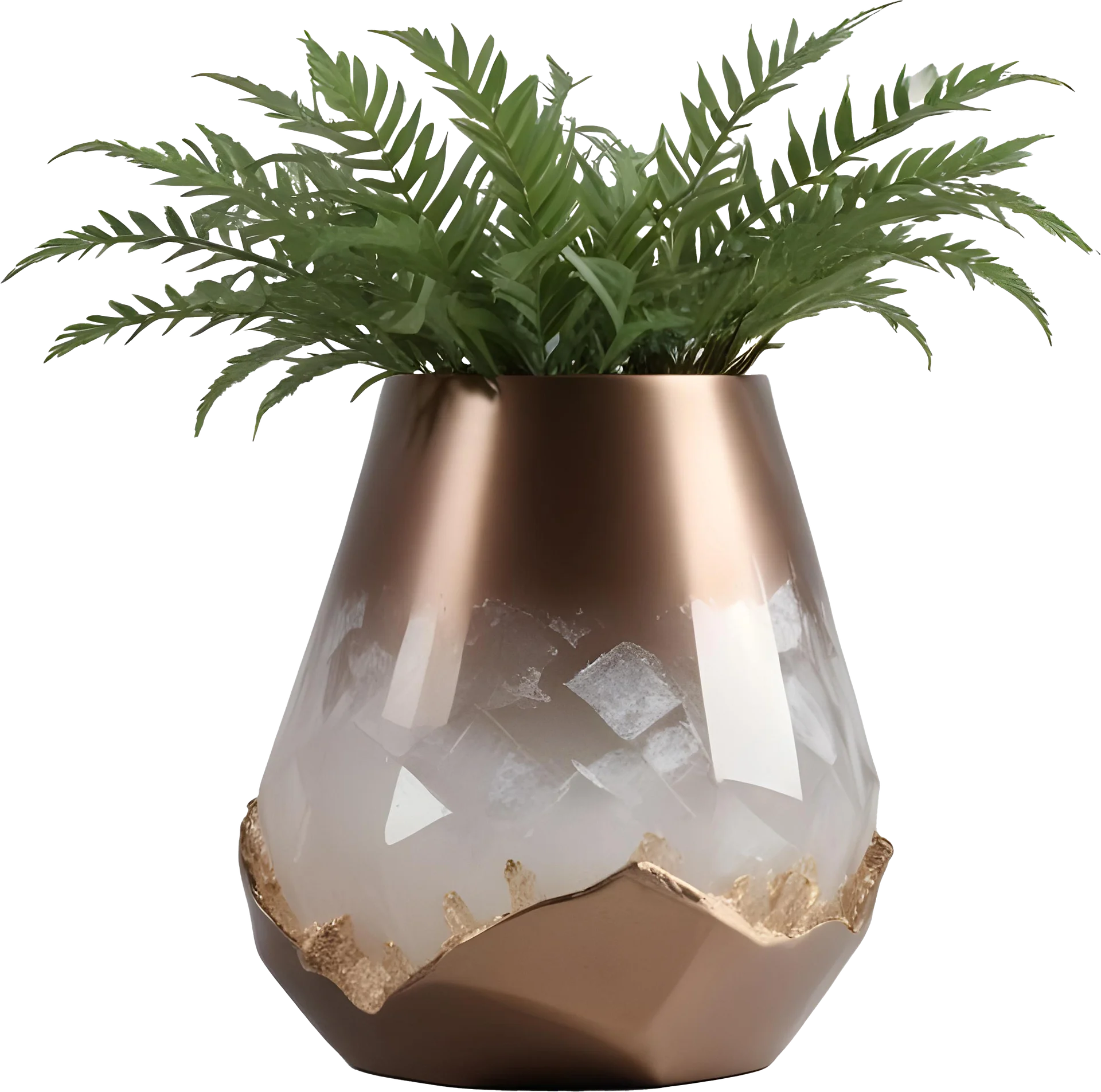 Glamour Organique – vase bronze and quartz, PNG product image (1)