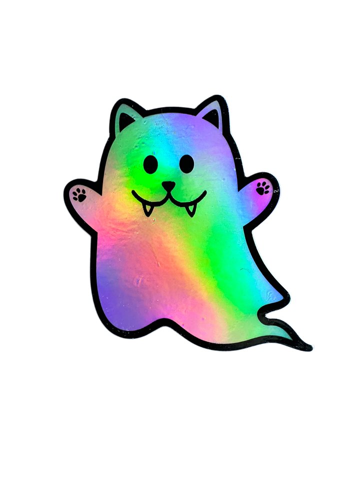 Kitty Ghost holographic sticker product image (1)