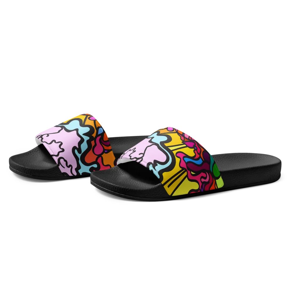 Vibrant Swirls Men's Slides - Wave at Sunset product image (3)