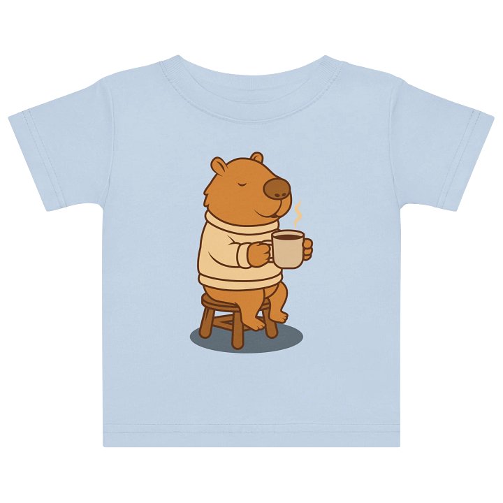Cozy CapyBaby Drinking Hot Chocolate Baby Shirt product image (1)
