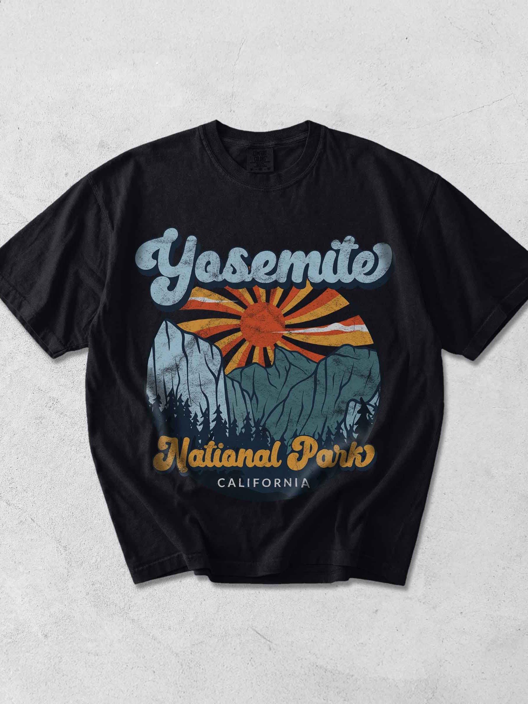 Yosemite National Park California Shirt – Vintage Sunset Mountain Landscape Retro Travel Tee product image (1)