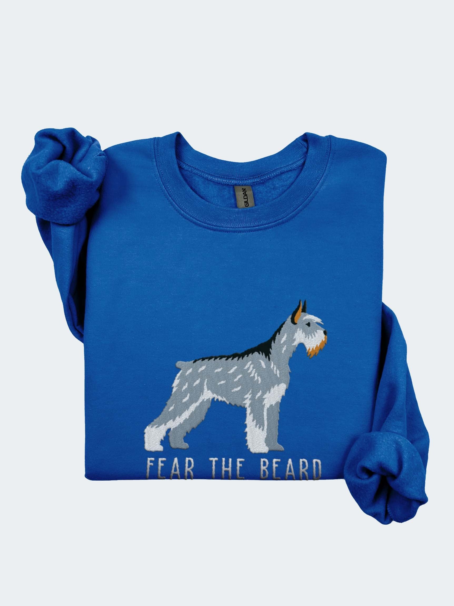 Fear the Beard Sweatshirt (Embroidered) of a Giant Schnauzer(Salt & Pepper) product image (1)
