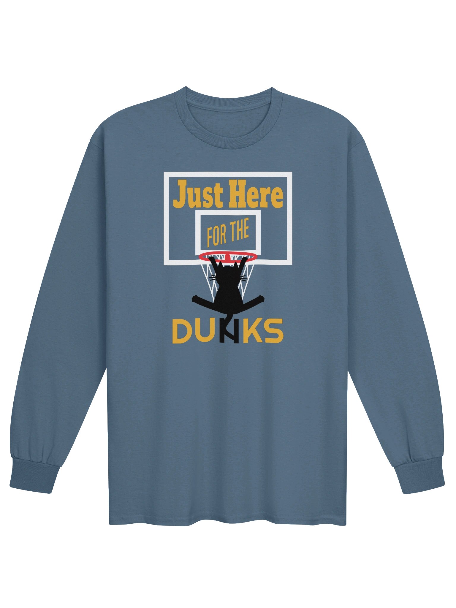 Basketball Cat (Just Here for the DUNKS) - Unisex Adult Long Sleeve T-shirt product image (1)