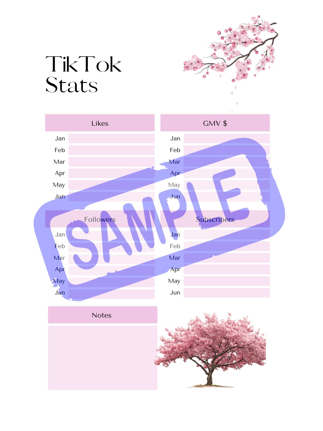 Cherry Blossom Social Media Planner - A5 product image (3)