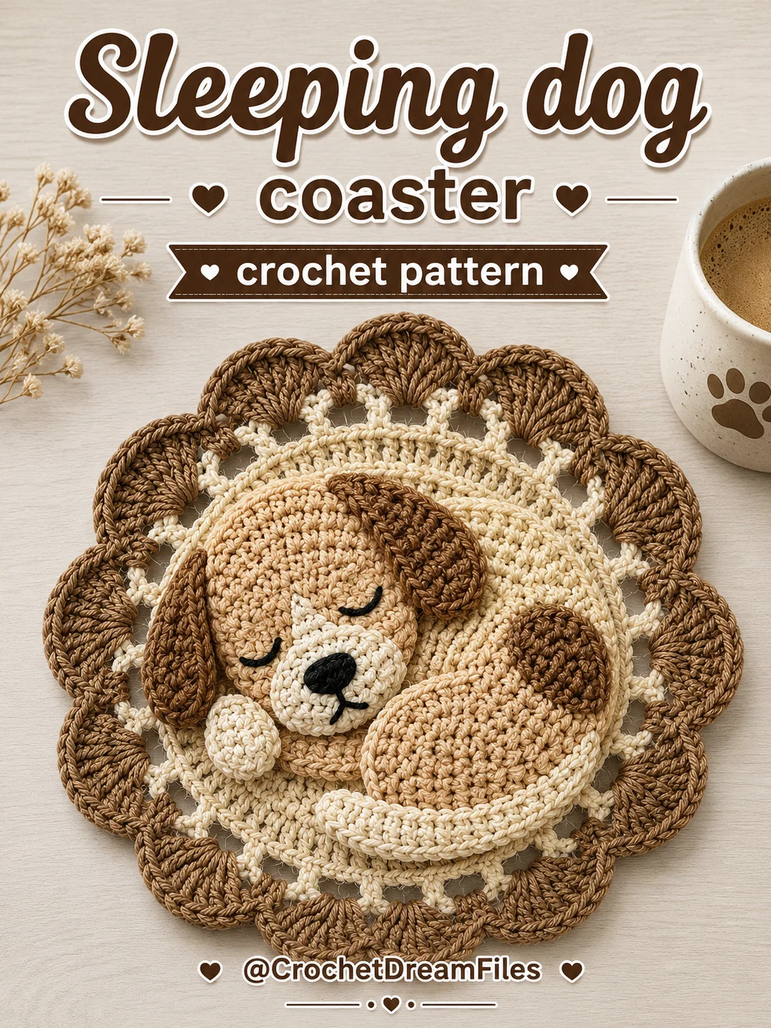 Sleeping Dog Crochet Coaster Pattern product image (1)