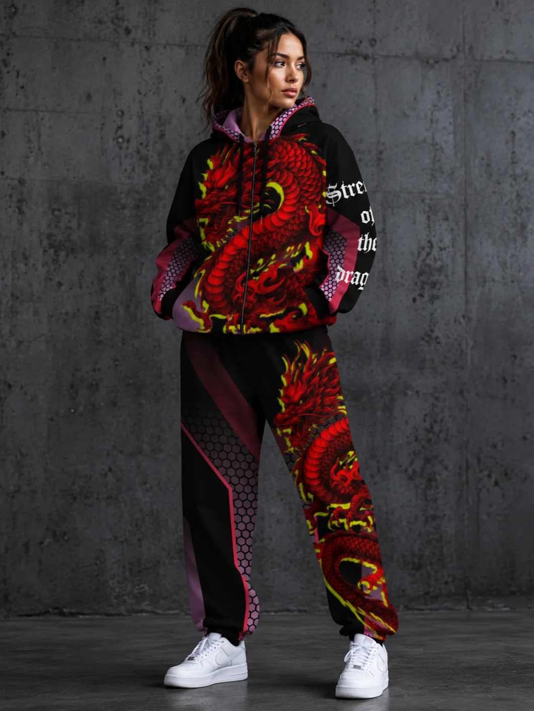 Japanese Crimson Dragon Set – Zip Hoodie + Joggers product image (2)