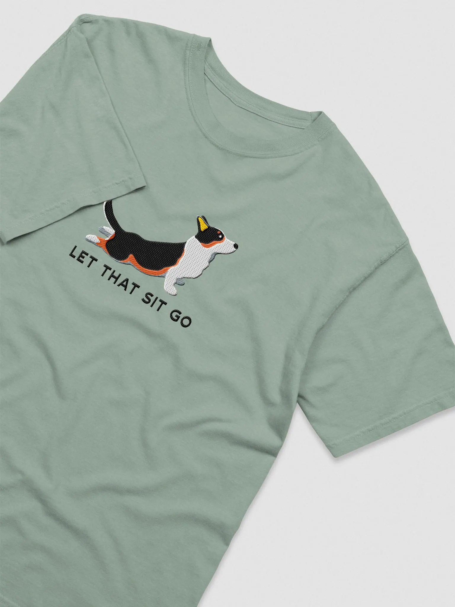 Let that Sit Go T-Shirt(Embroidered) of a Cardigan Welsh Corgi(Tricolor) product image (9)