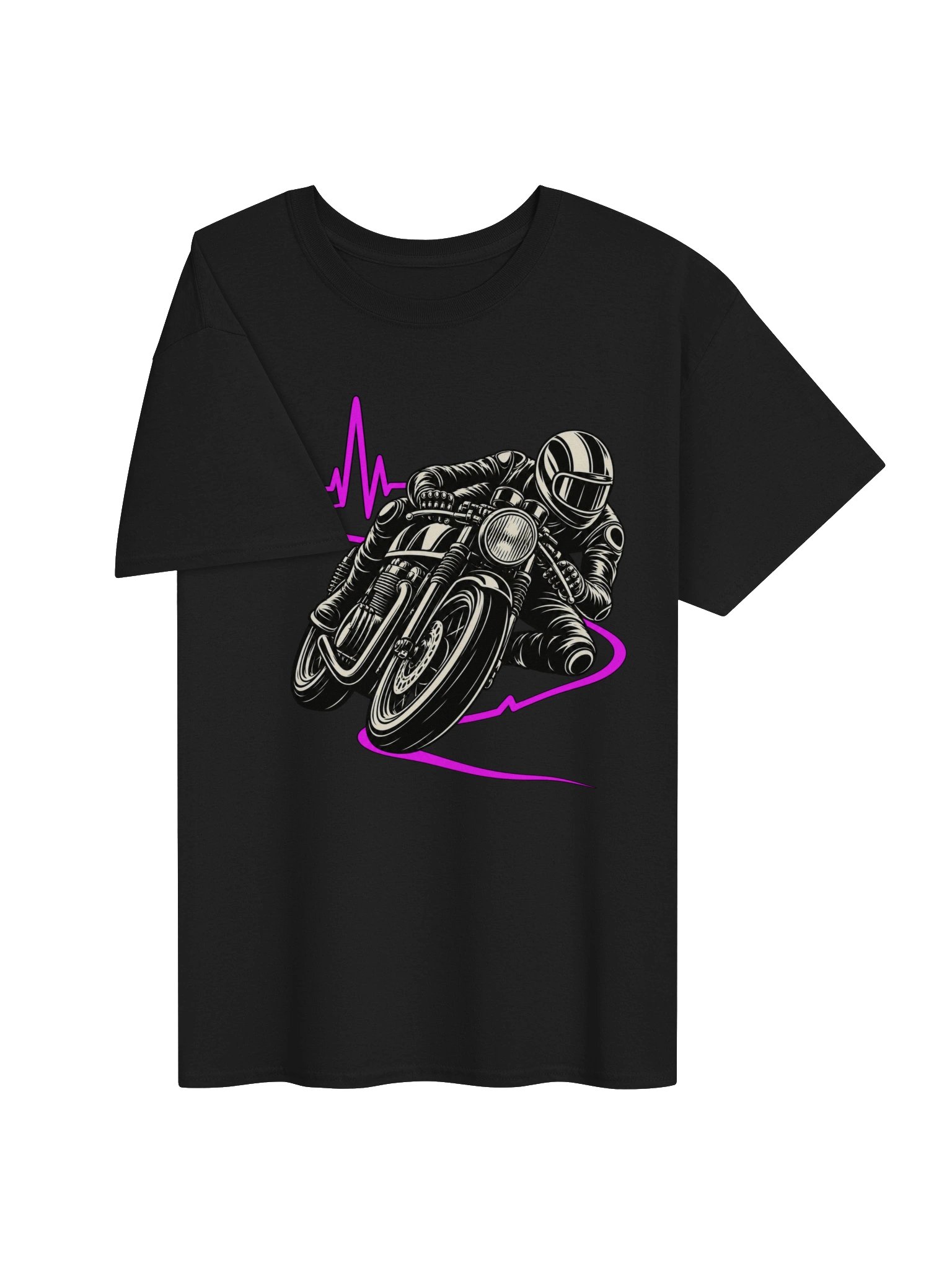 Café Racer Heartbeat – Purple Pulse Motorcycle T-Shirt product image (3)