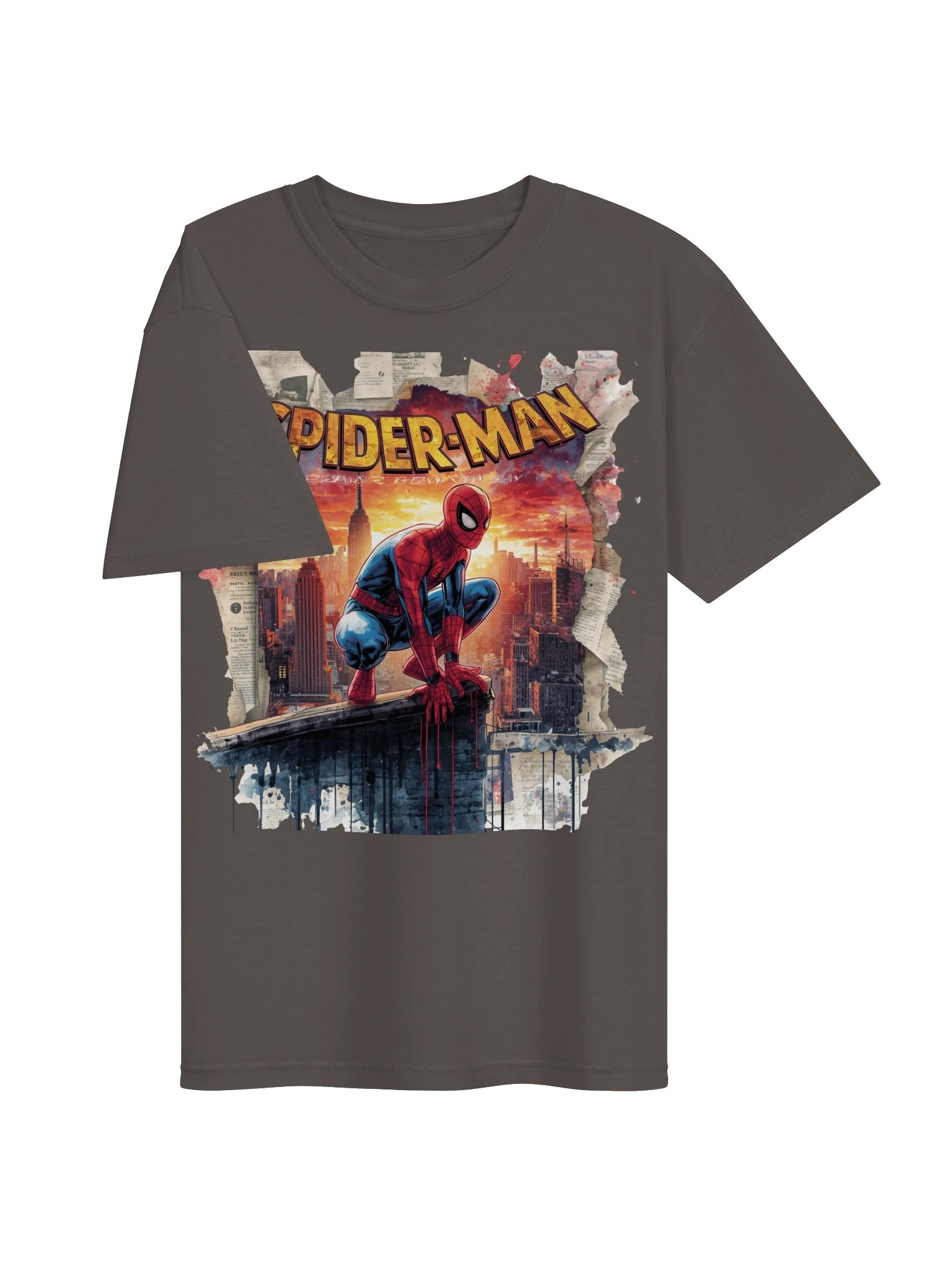 Vintage Spider-Man Rooftop T-Shirt | Dark Streetwear Marvel Graphic Tee product image (6)