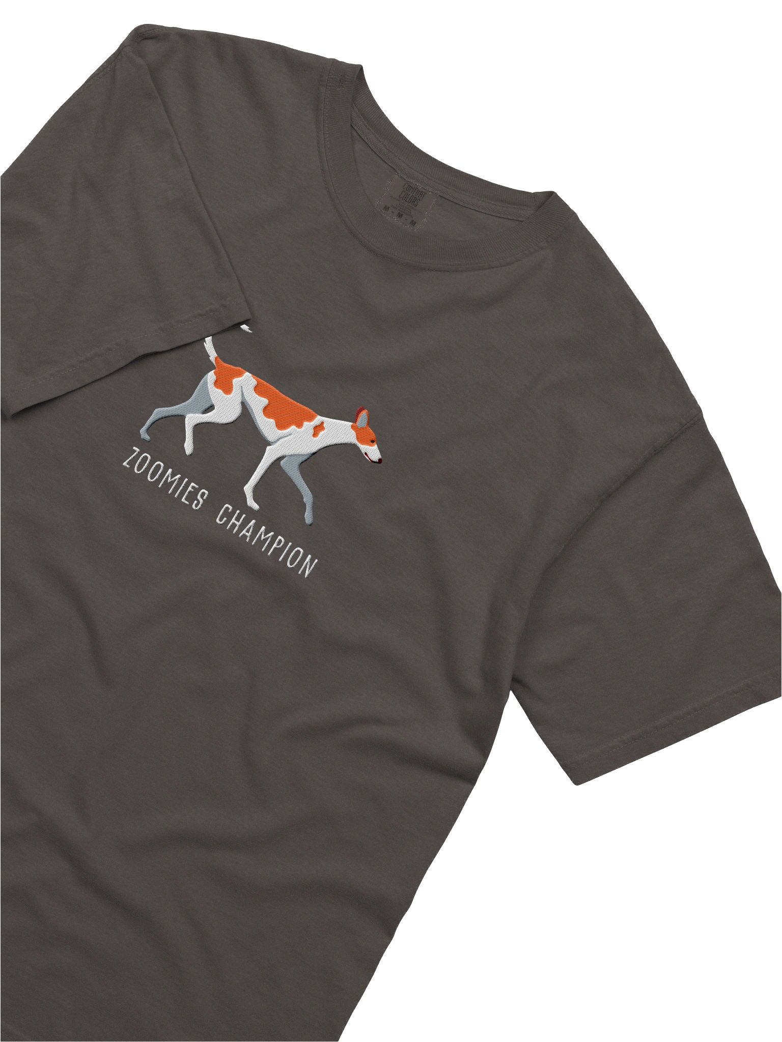 Zoomies Champion T-Shirt(Embroidered) of an Ibizan Hound(Red & White) product image (8)