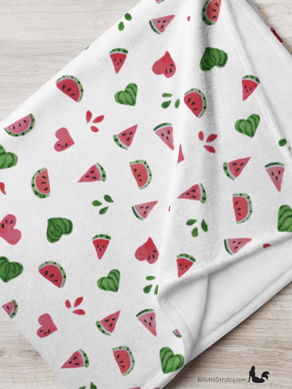 Watermelons and Hearts Fleece Throw Blanket product image (5)