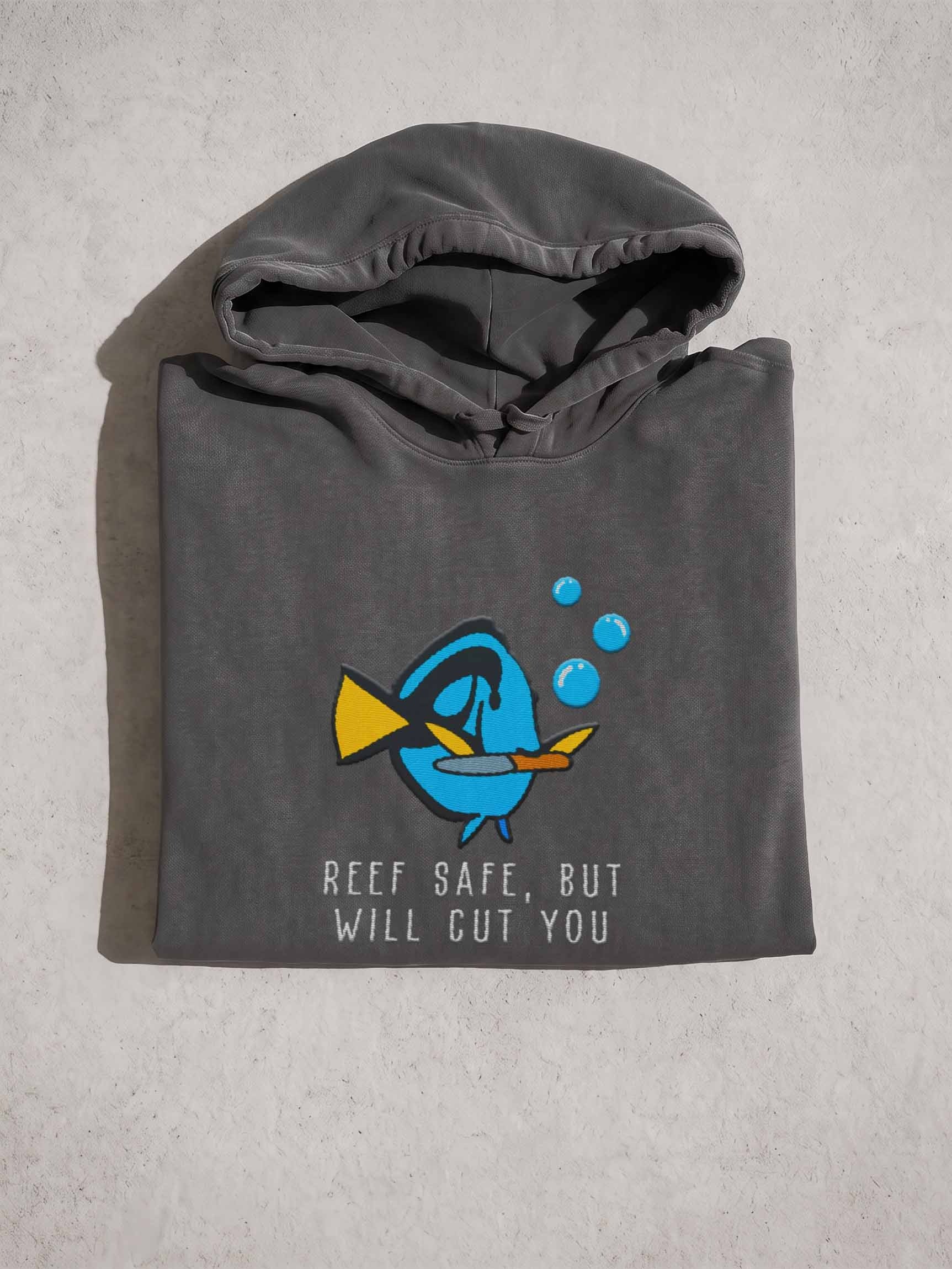 Angry Blue Tang Embroidered Premium Hoodie | Saltwater Reef Aquarium Fish & Marine Life Apparel product image (1)