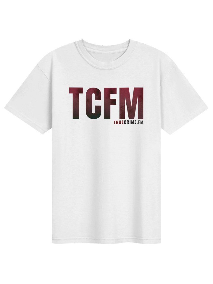 TCFM - TrueCrime.FM White Tee with Red and Black Letters product image (1)