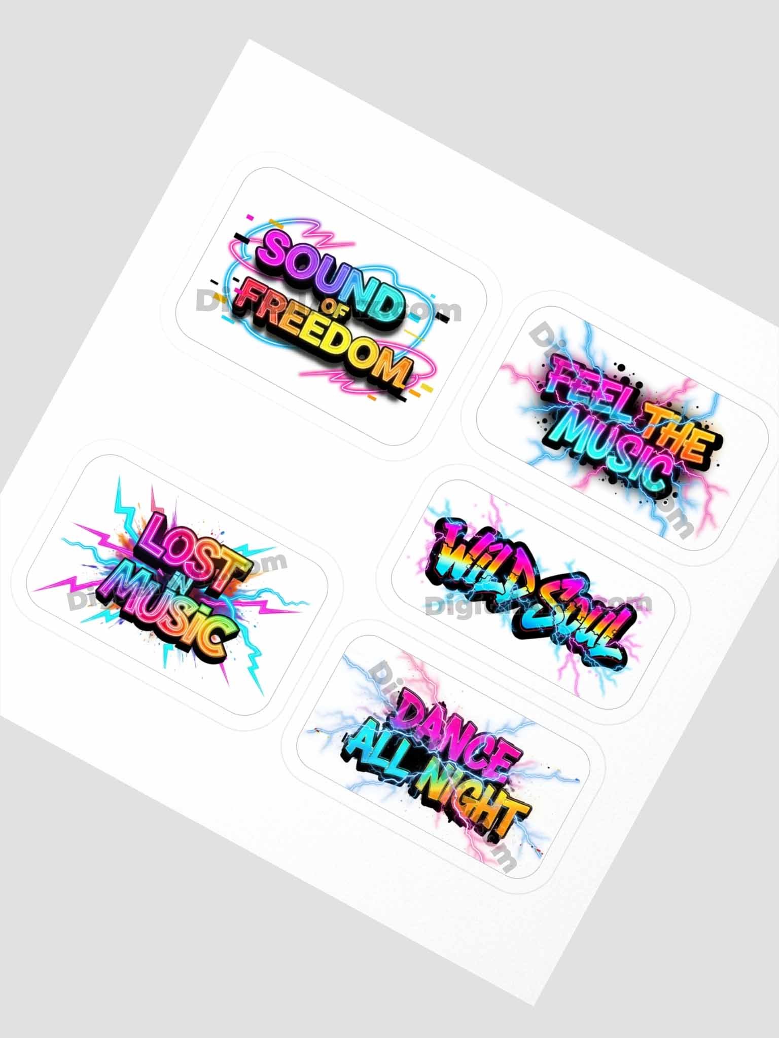 Neon Music Dance Kiss Cut Stickers Set product image (2)