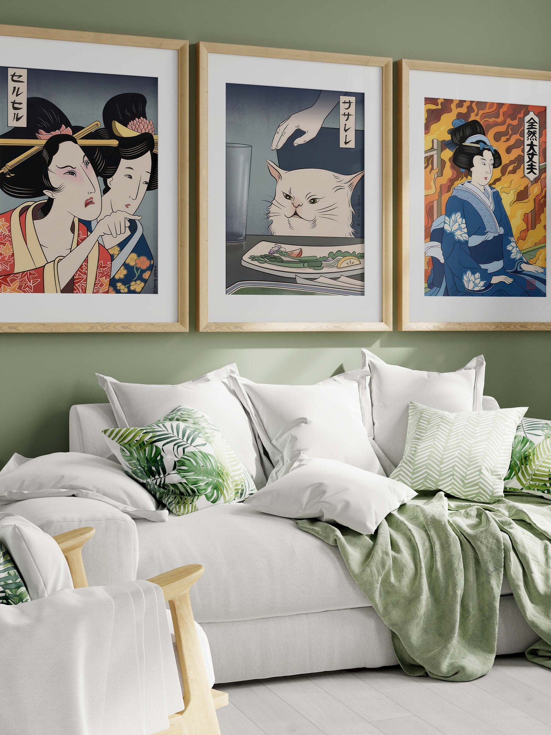 Geysha Samurai Wall Art Japanese Print Art Set of 3 product image (5)