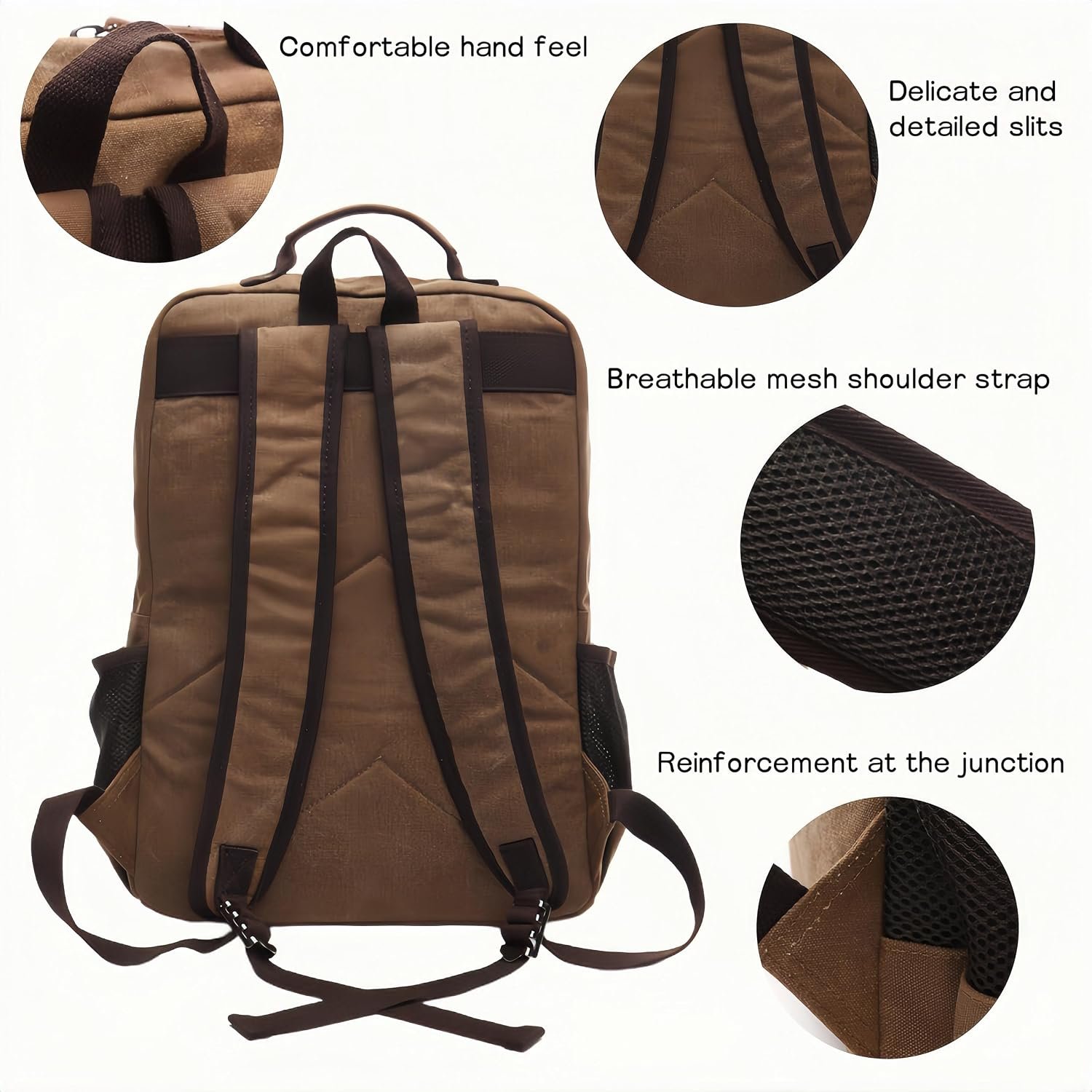 MEEBOY Canvas Backpack for Men Women, Vintage Rucksack Laptop Travel Rucksack for Casual Hiking Travel Commute product image (6)