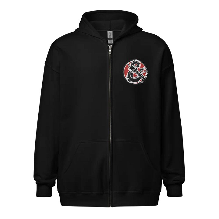 ELFSAR ZIP HOODIE Black & White Dragon on back product image (2)