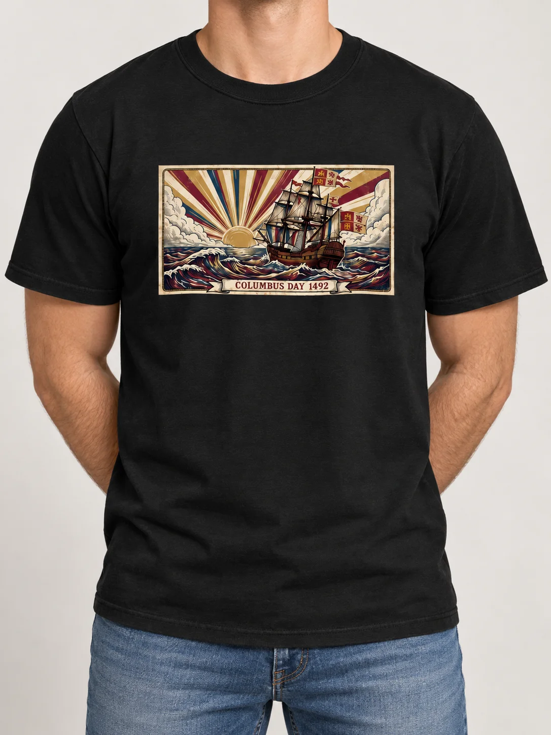 Columbus Day 1492 Shirt, Vintage Spanish Ship Tee product image (4)