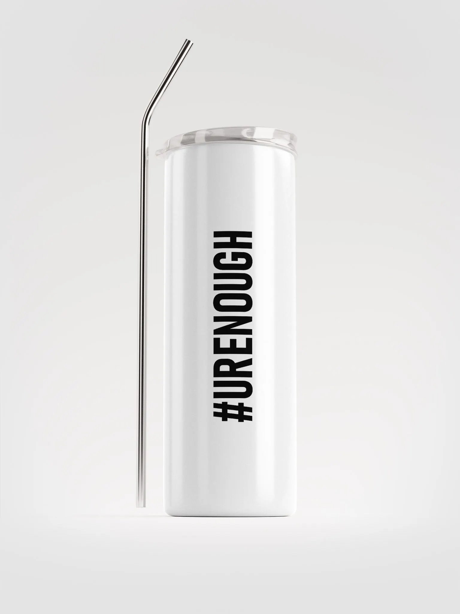 20 oz #URENOUGH - High End Travel Tumbler with Straw - White product image (1)
